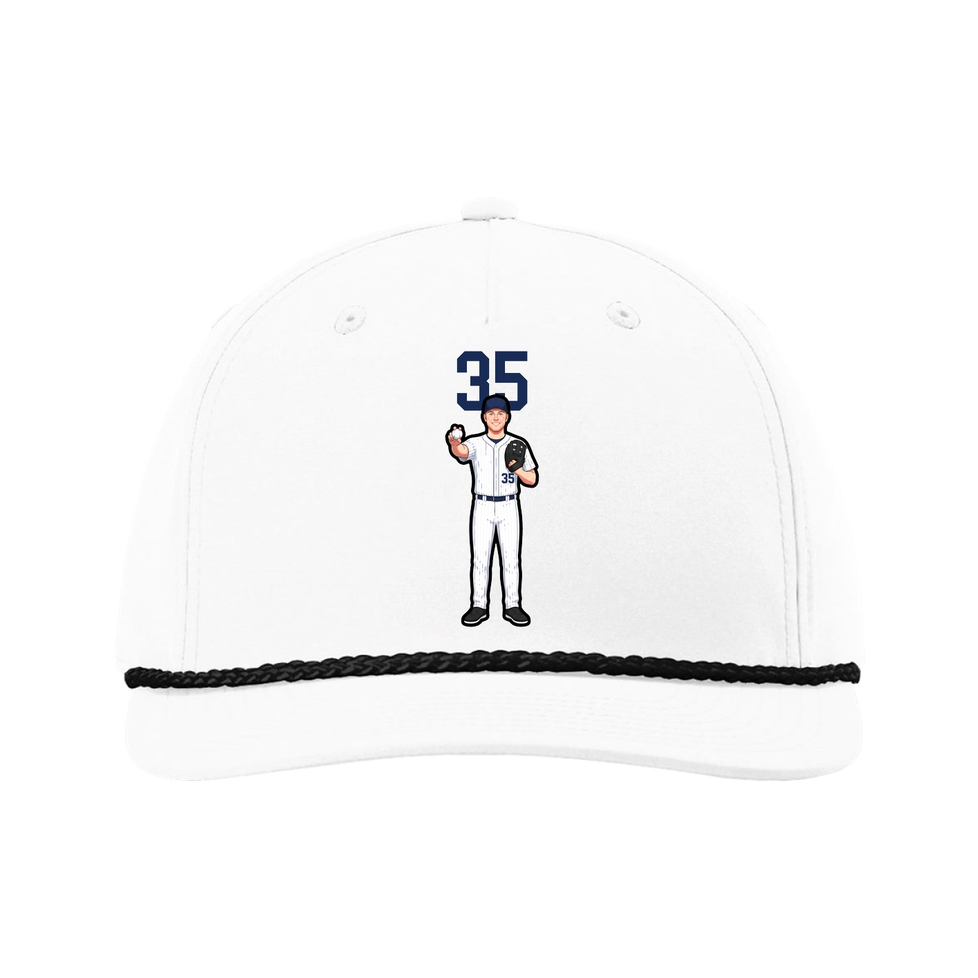 Five-Panel Classic Rope Cap — Number Top in White