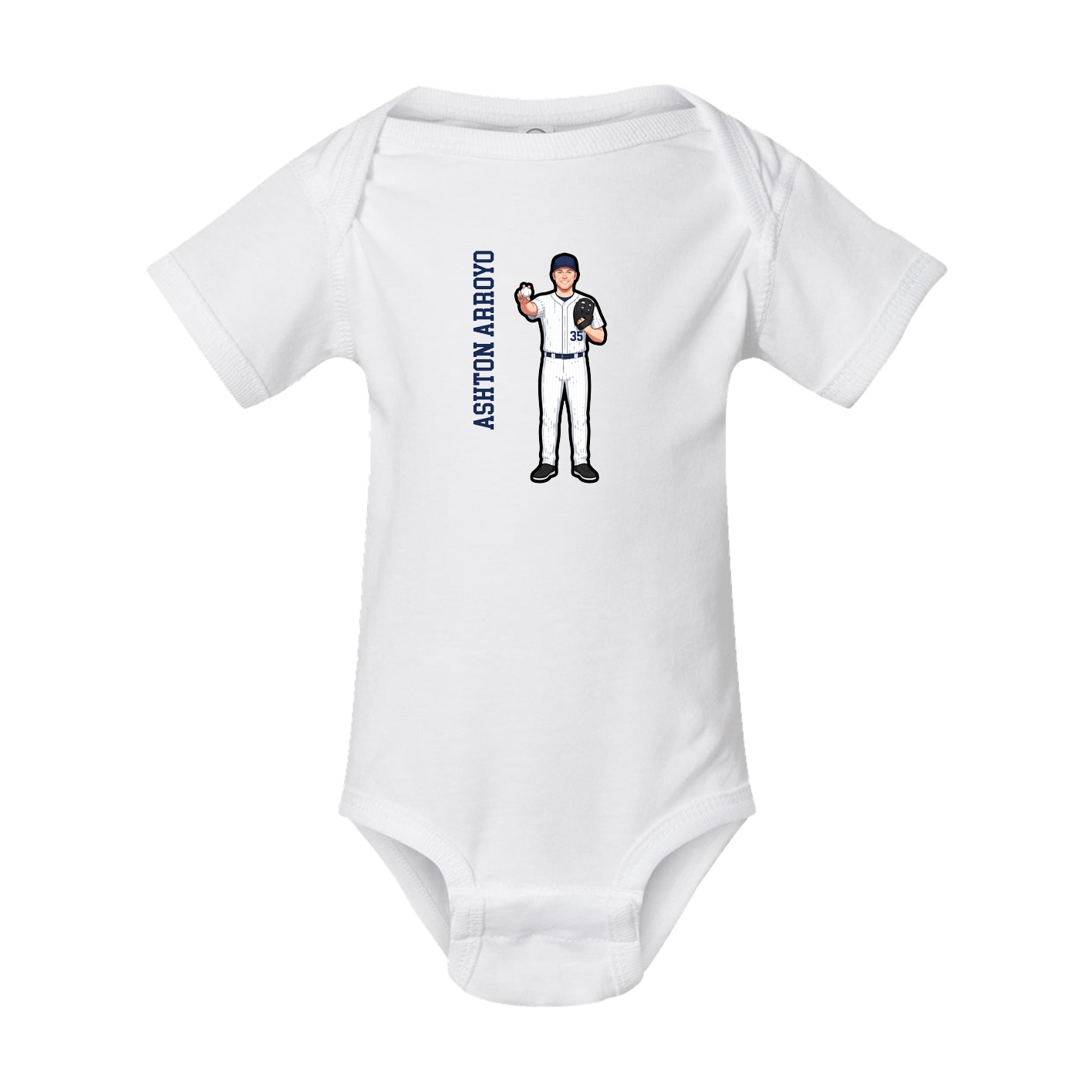 Baby Onesie — Name Vertical in White