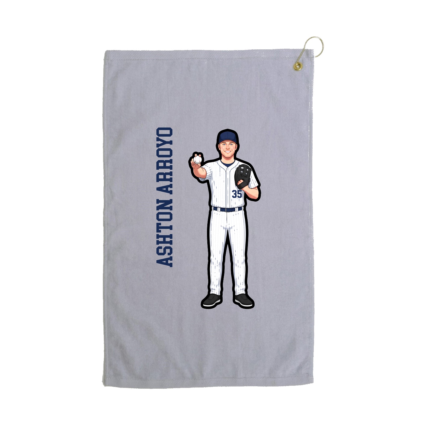 Golf Towel — Name Vertical in Grey