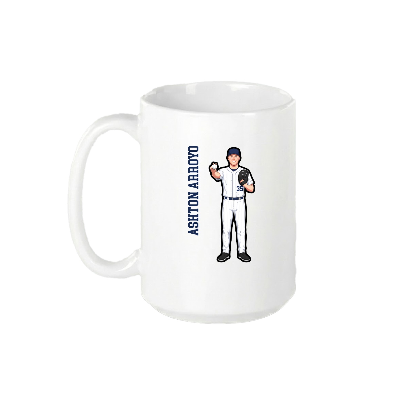 15oz Coffee Mug — Name Vertical in White
