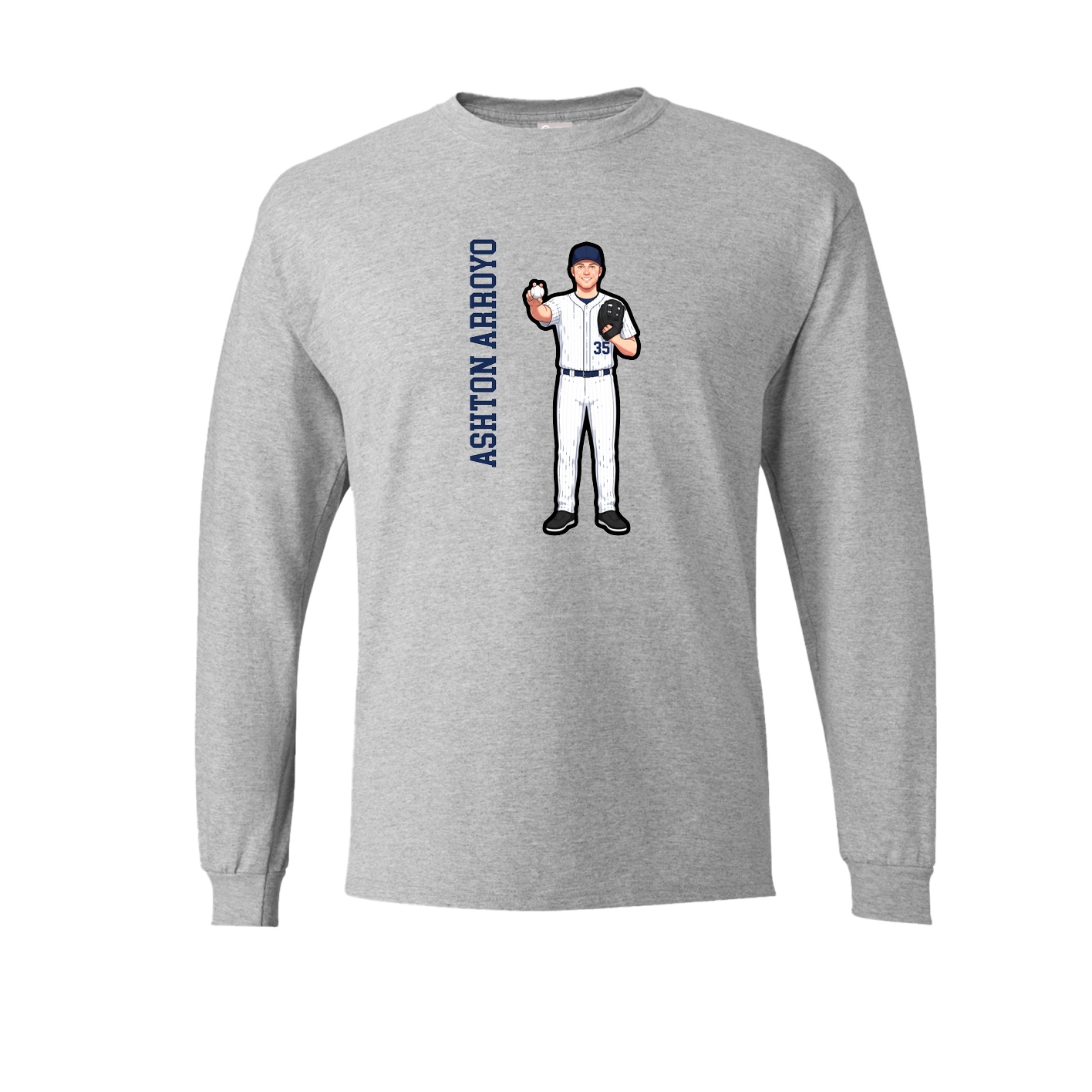 Long Sleeve Tee — Name Vertical in Grey