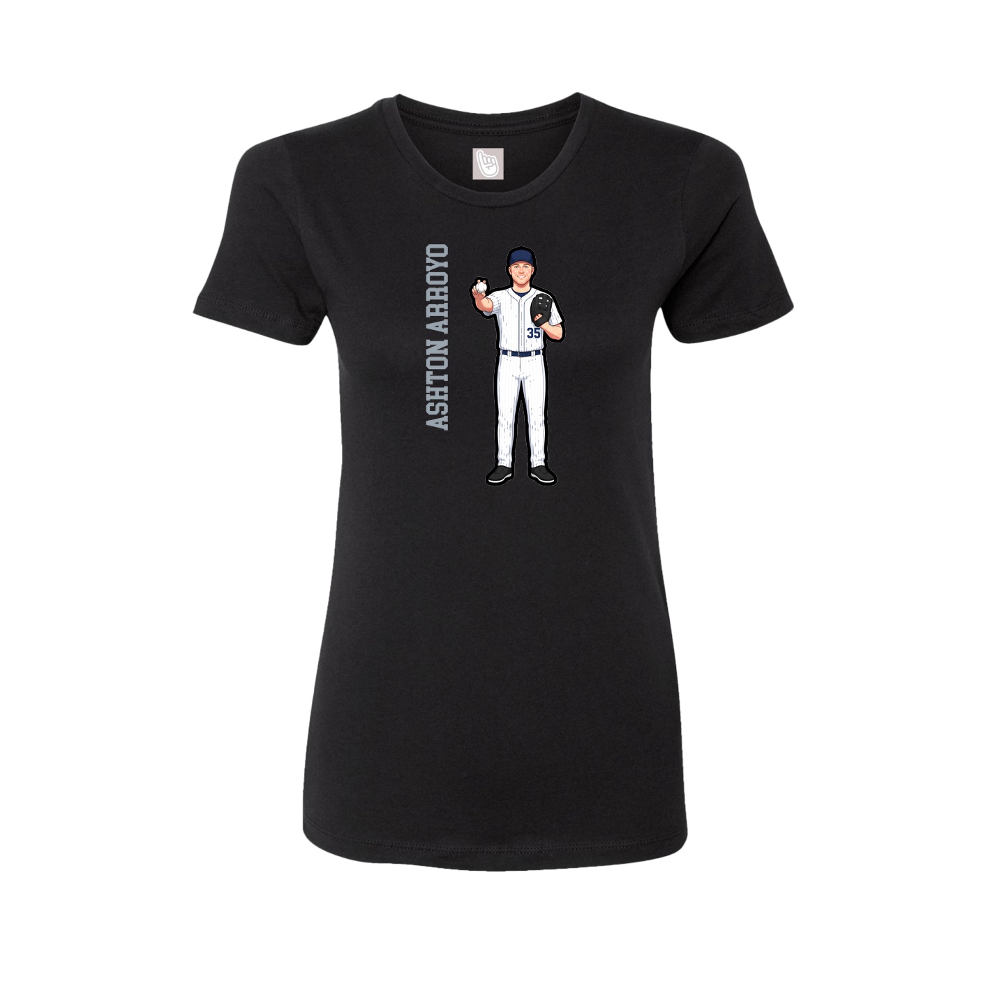 Womens Tee — Name Vertical in Black