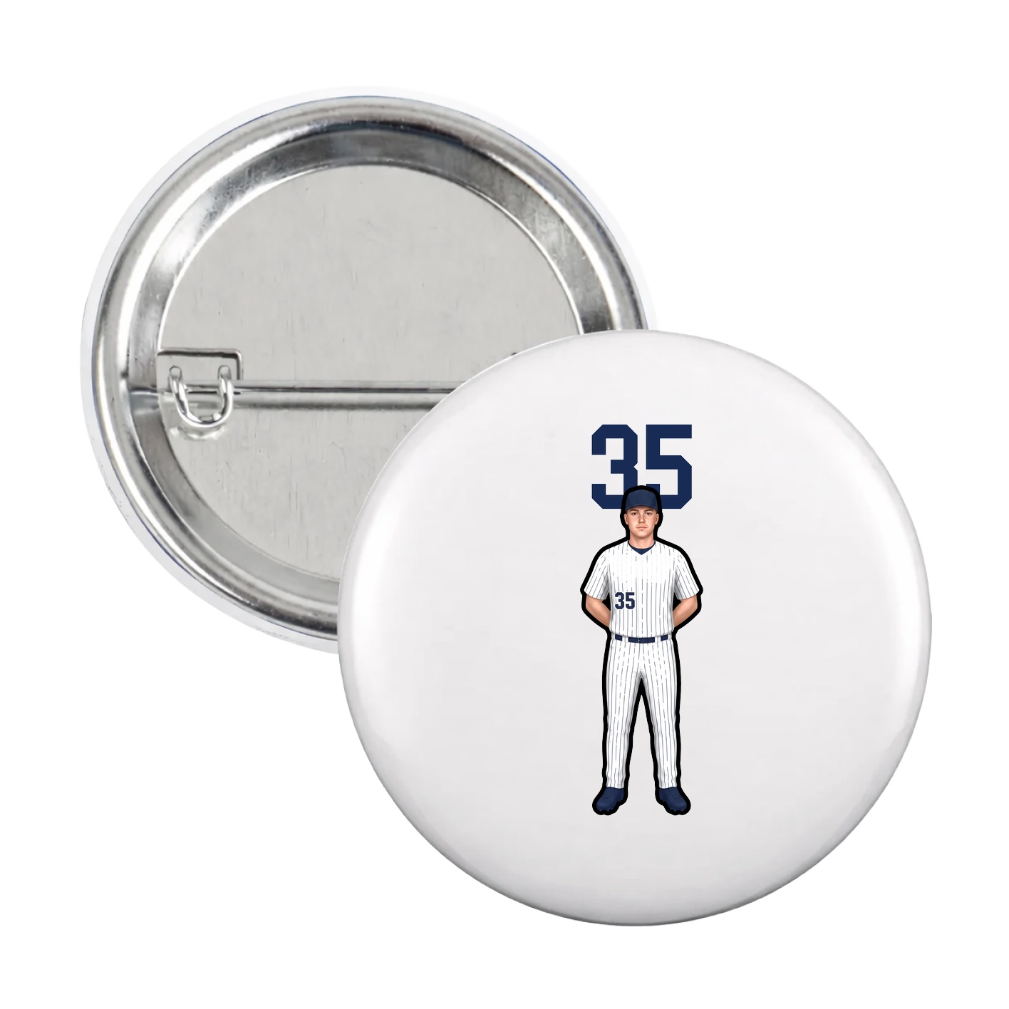 Game Day Button — Number Top in White