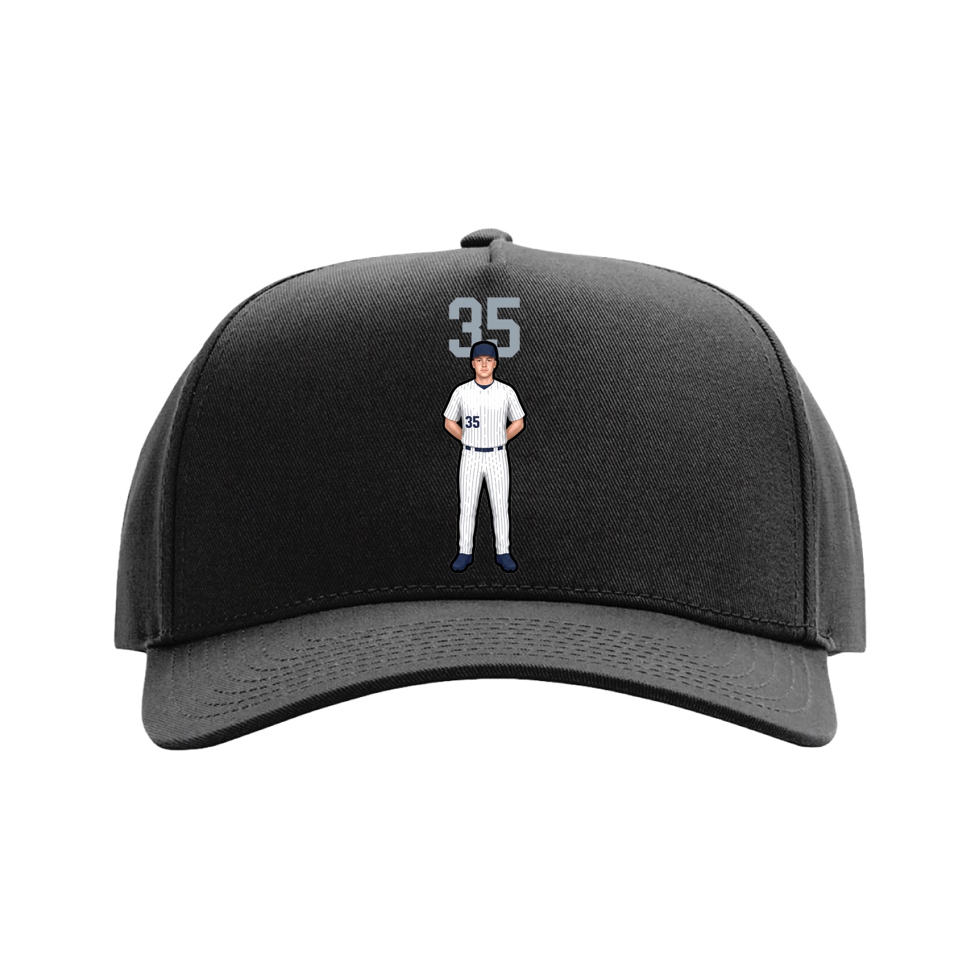 Full Fabric Five-Panel Champ Cap — Number Top in Black