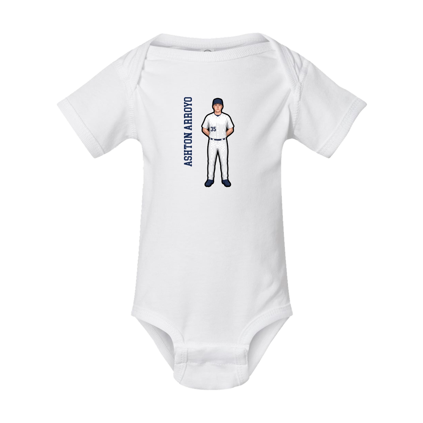 Baby Onesie — Name Vertical in White