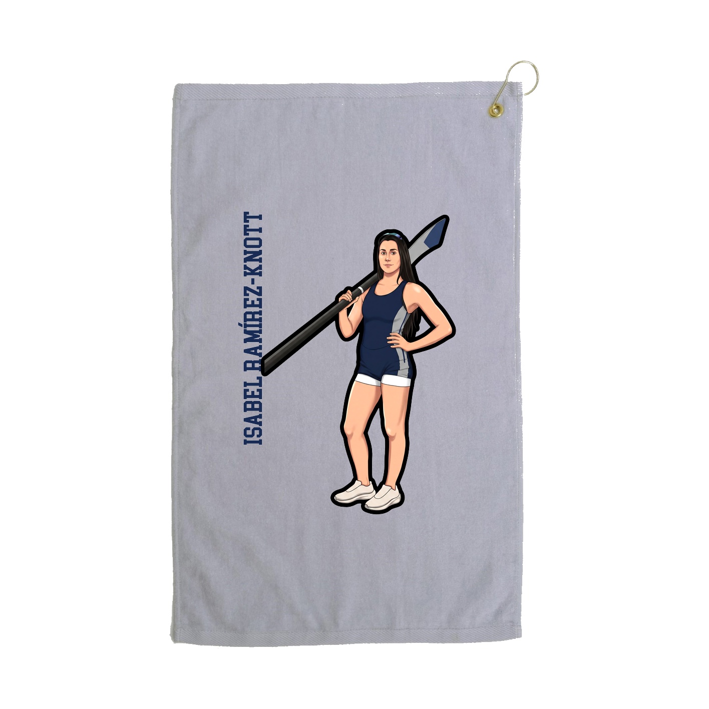 Golf Towel — Name Vertical in Grey