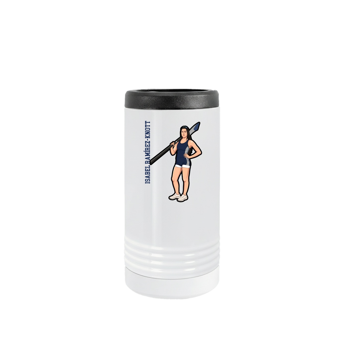 Slim Beverage Holder — Name Vertical in White
