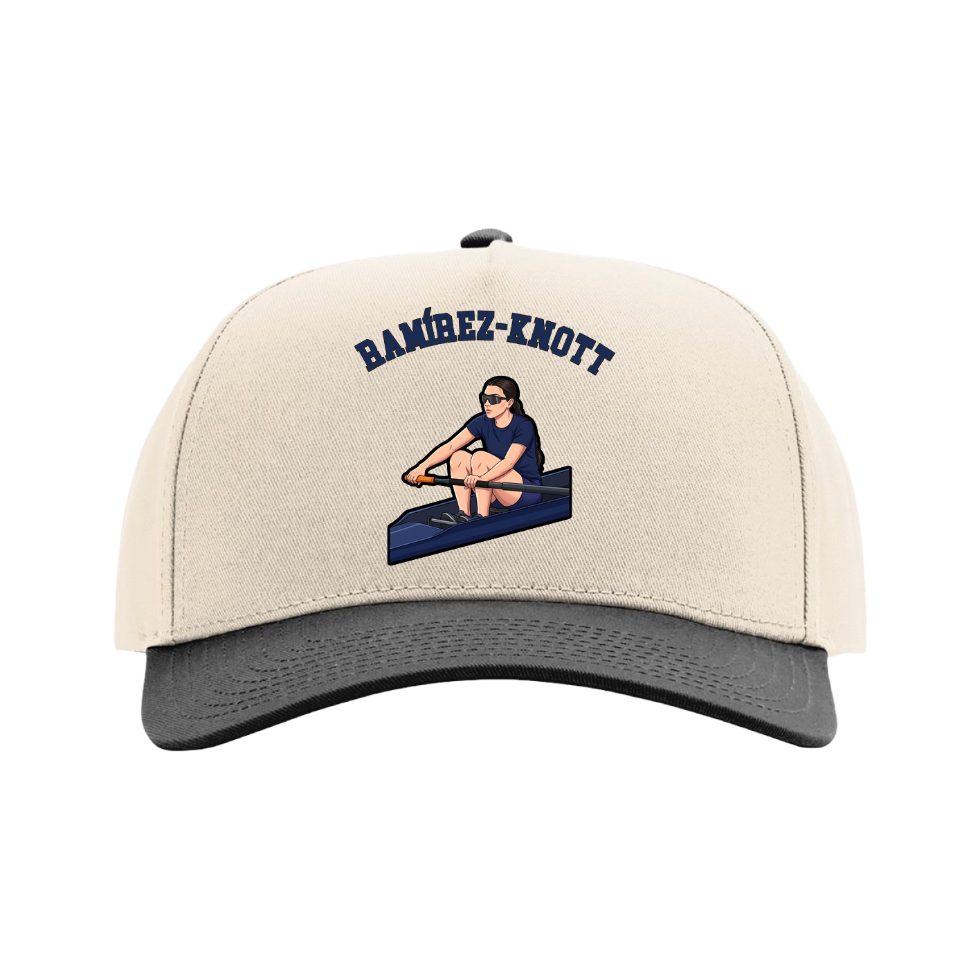 Full Fabric Five-Panel Champ Cap — Shirsey Arch in Cream/Black