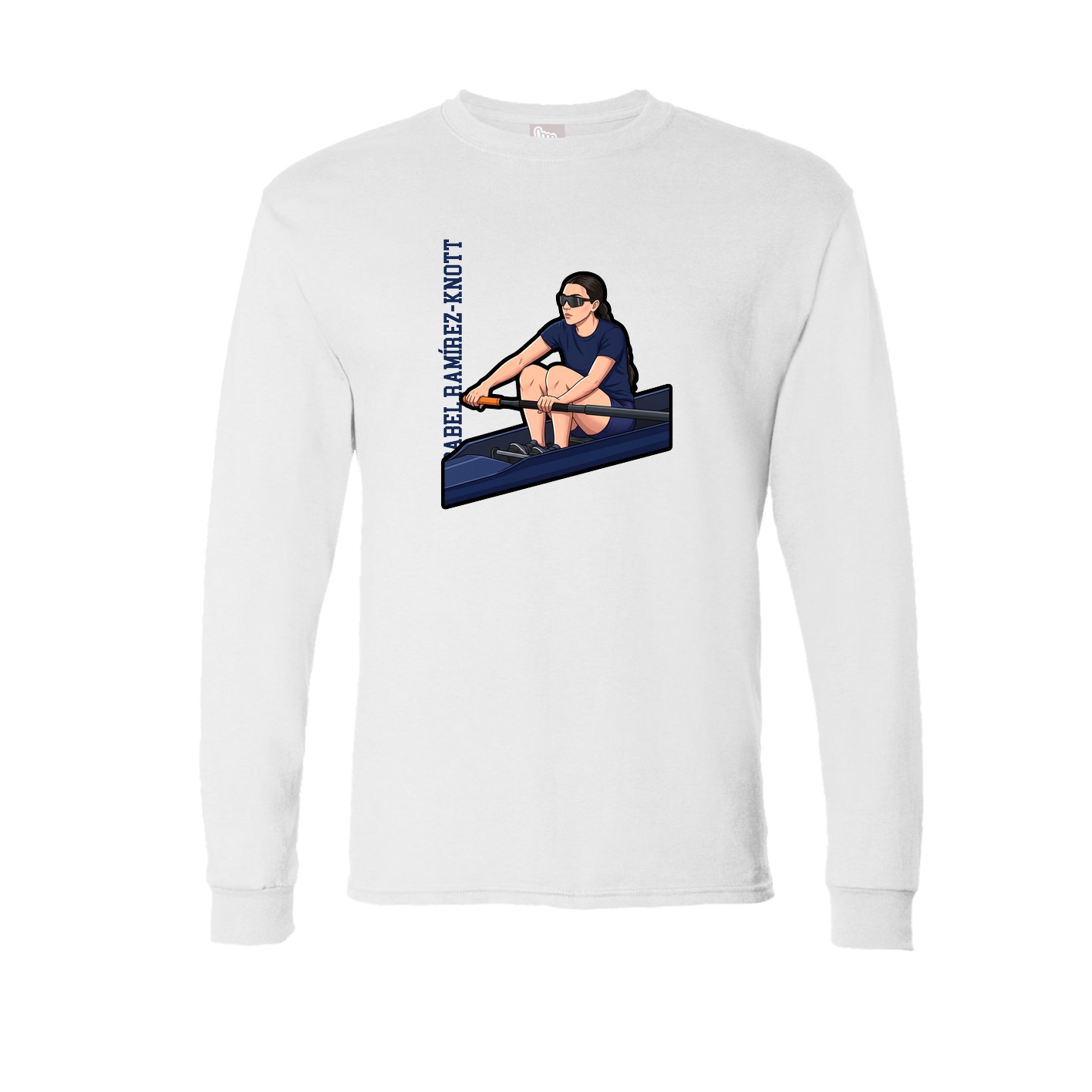 Long Sleeve Tee — Name Vertical in White