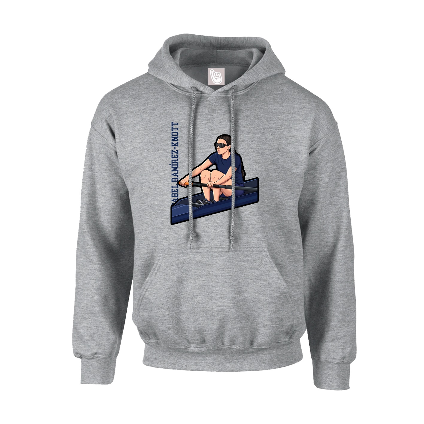 Hoodie — Name Vertical in Grey