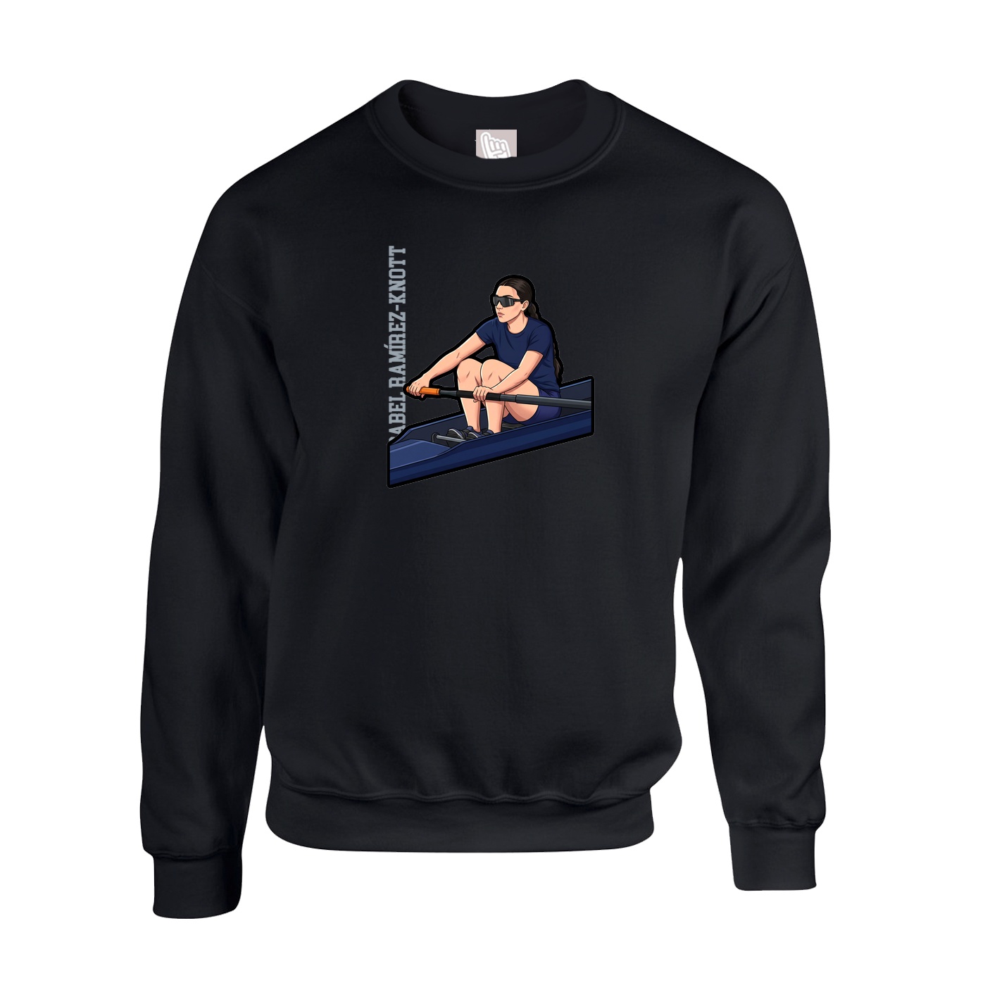 Fleece Crew — Name Vertical in Black