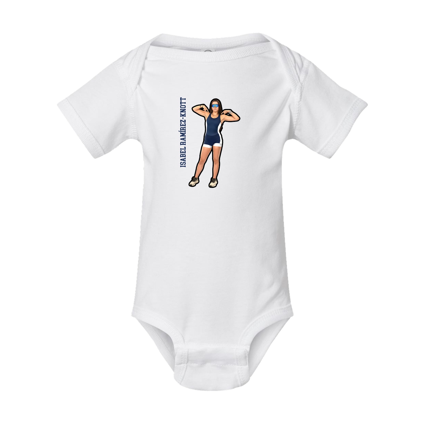 Baby Onesie — Name Vertical in White