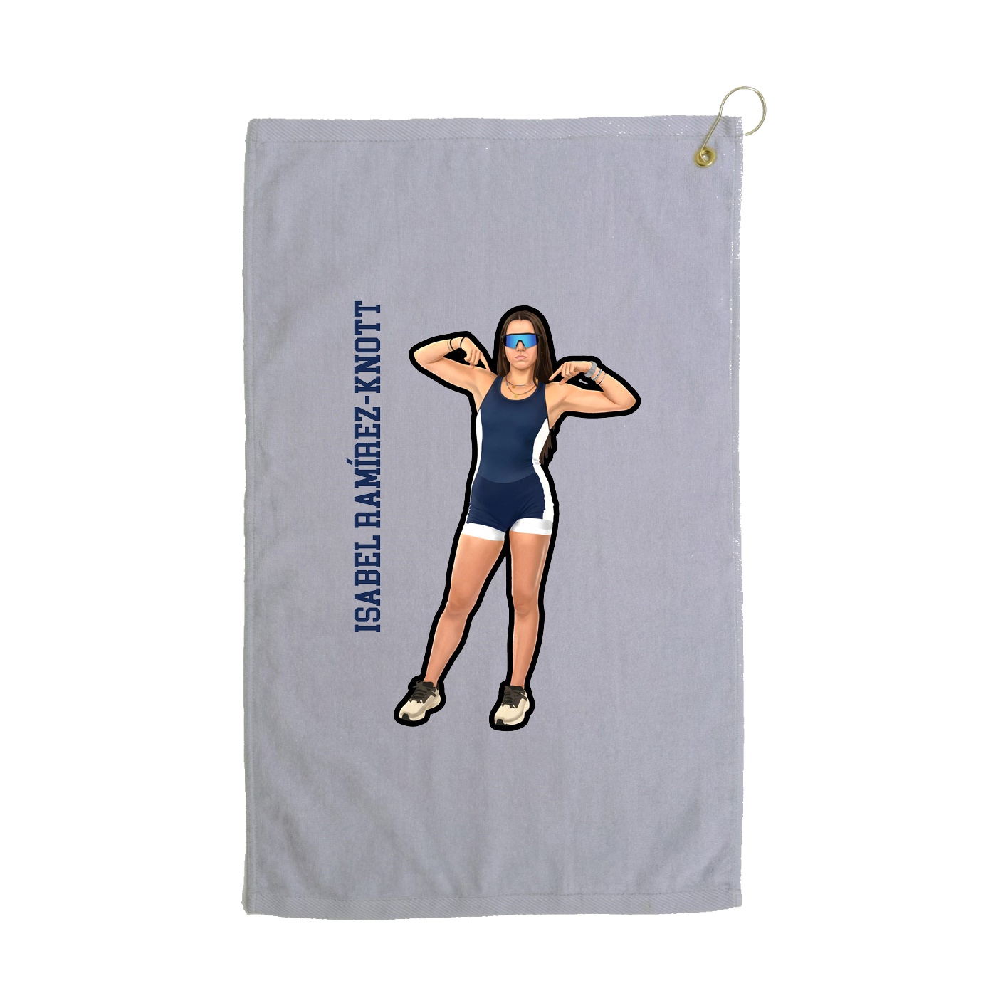 Golf Towel — Name Vertical in Grey