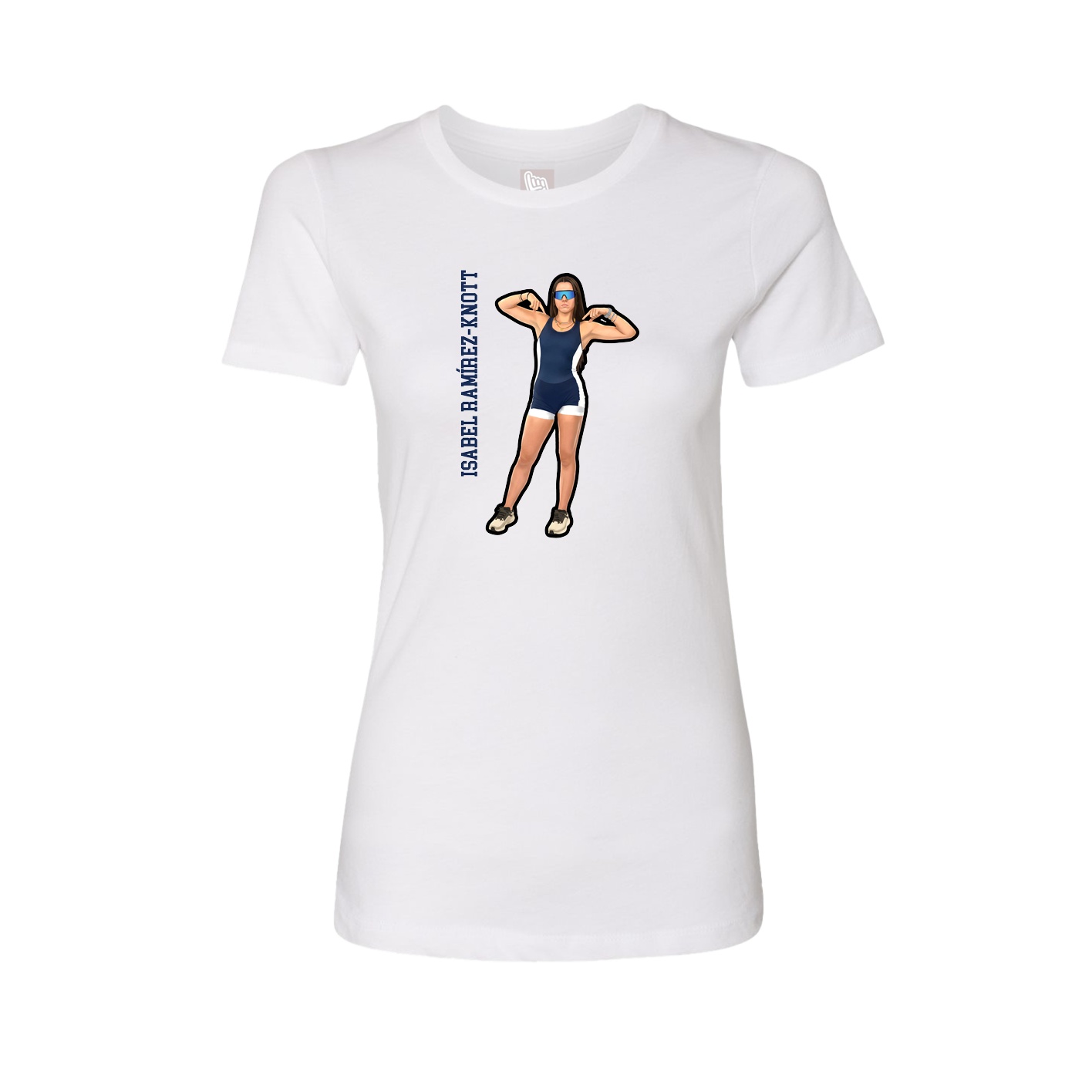 Womens Tee — Name Vertical in White