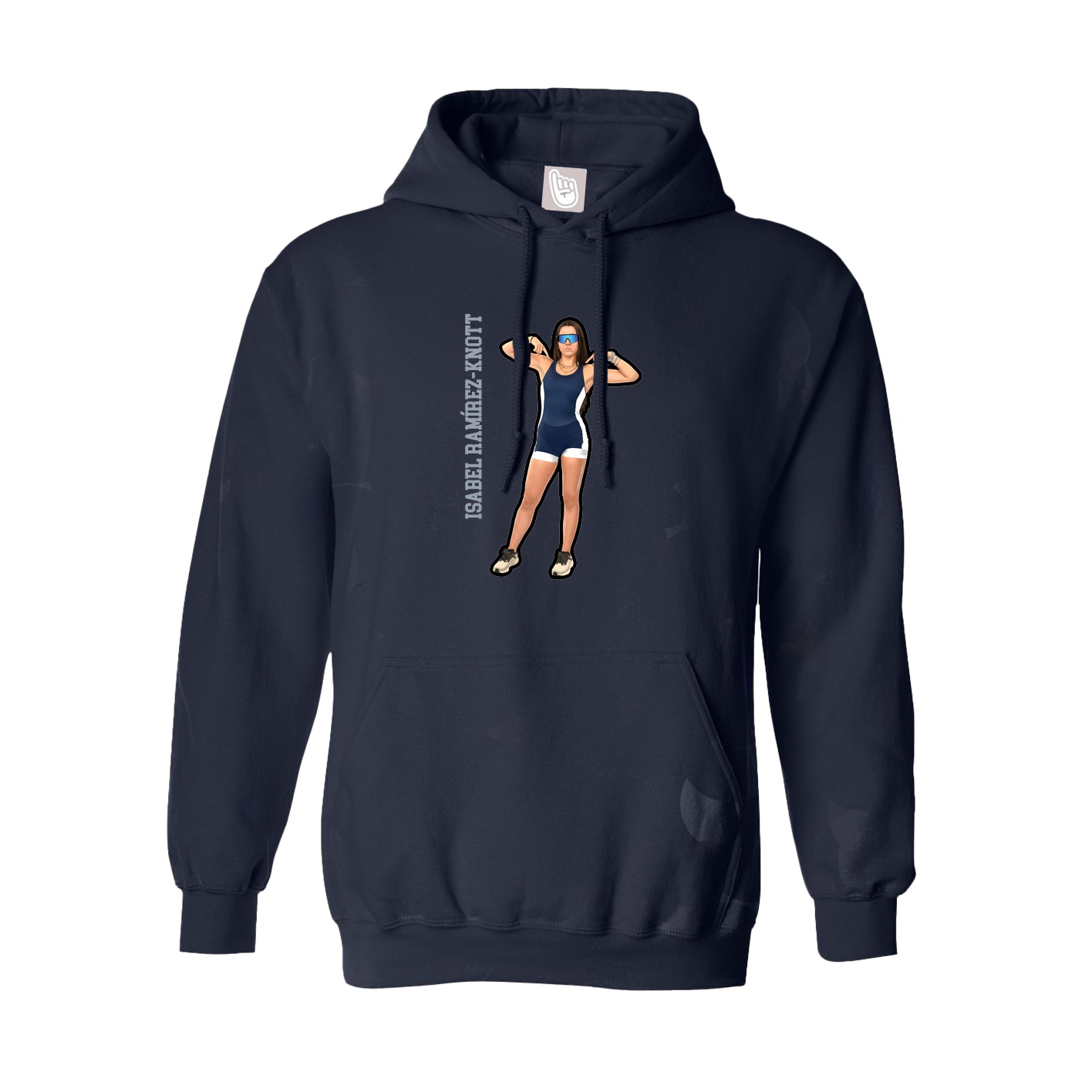 Hoodie — Name Vertical in Navy