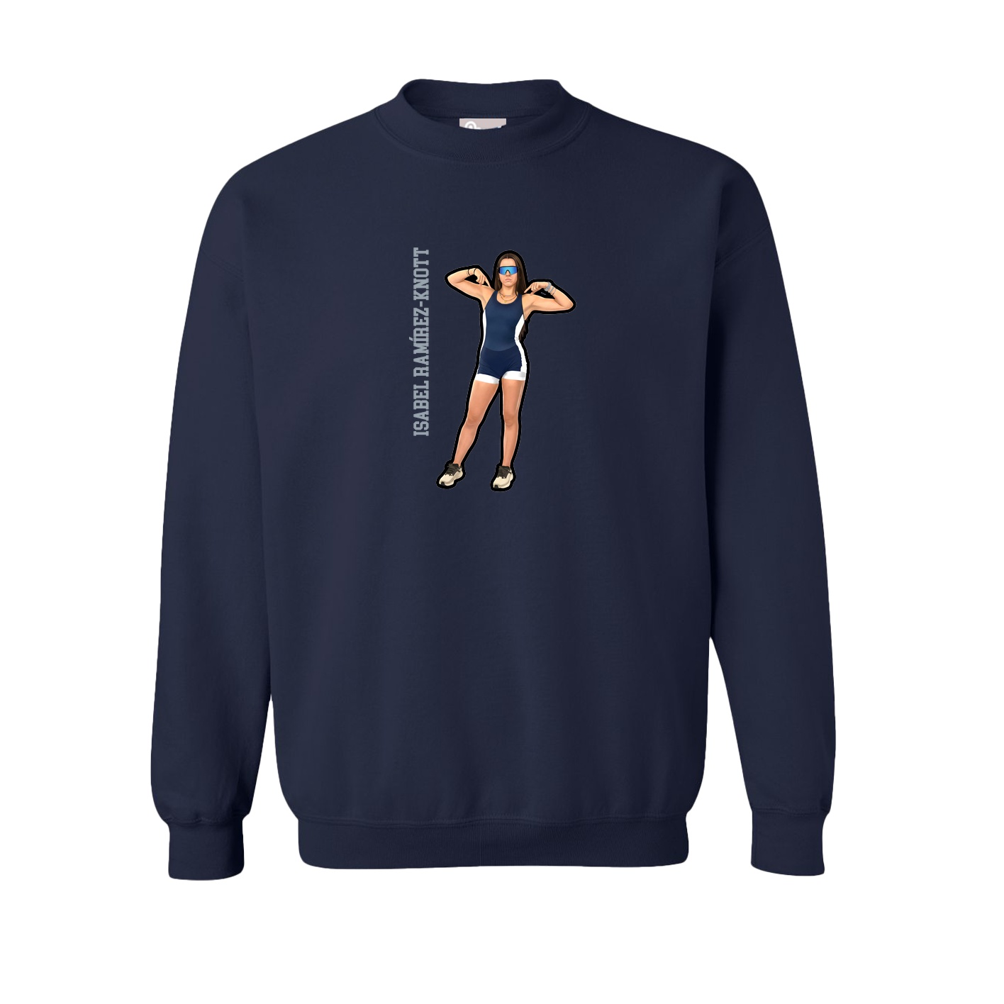 Fleece Crew — Name Vertical in Navy