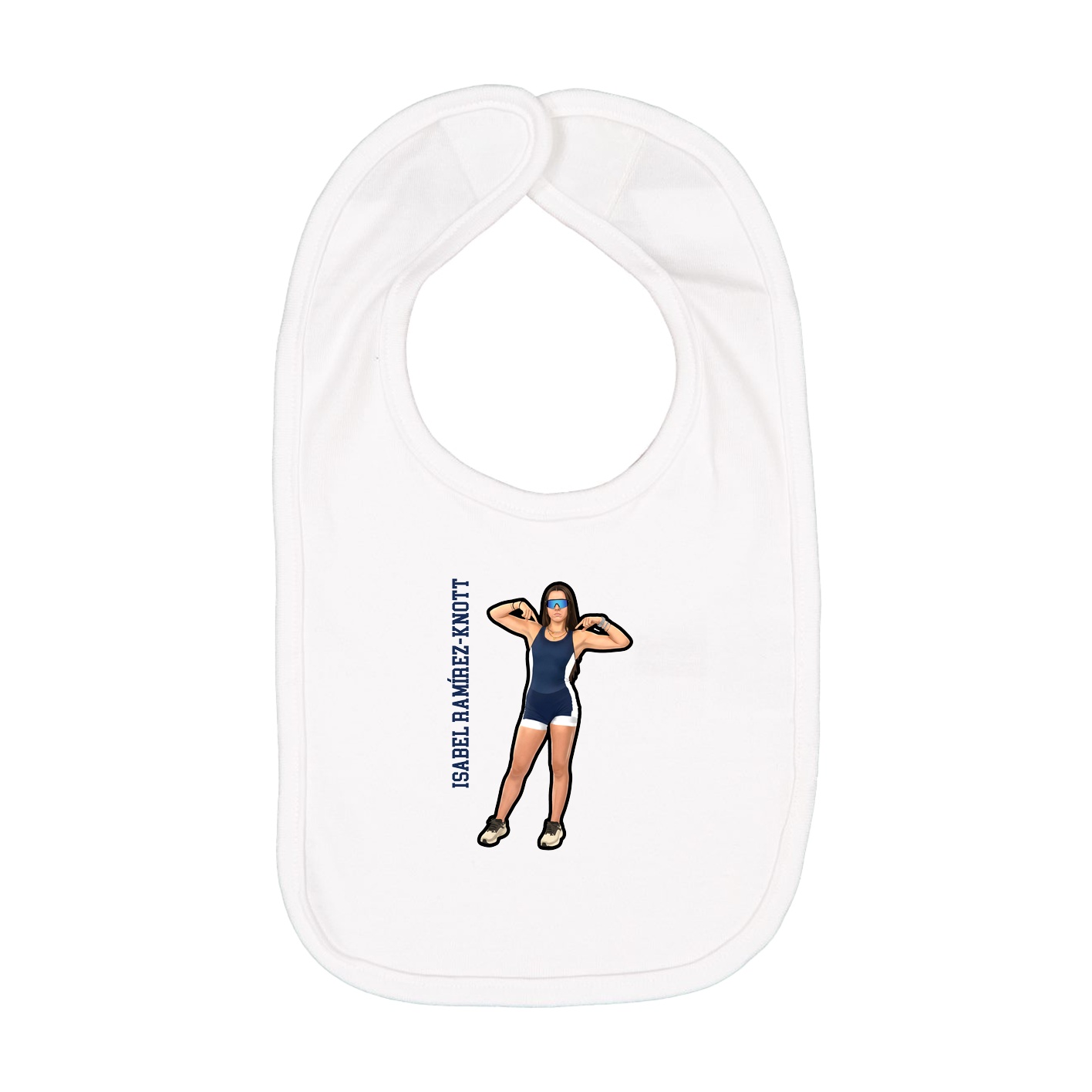 Infant Bib — Name Vertical in White