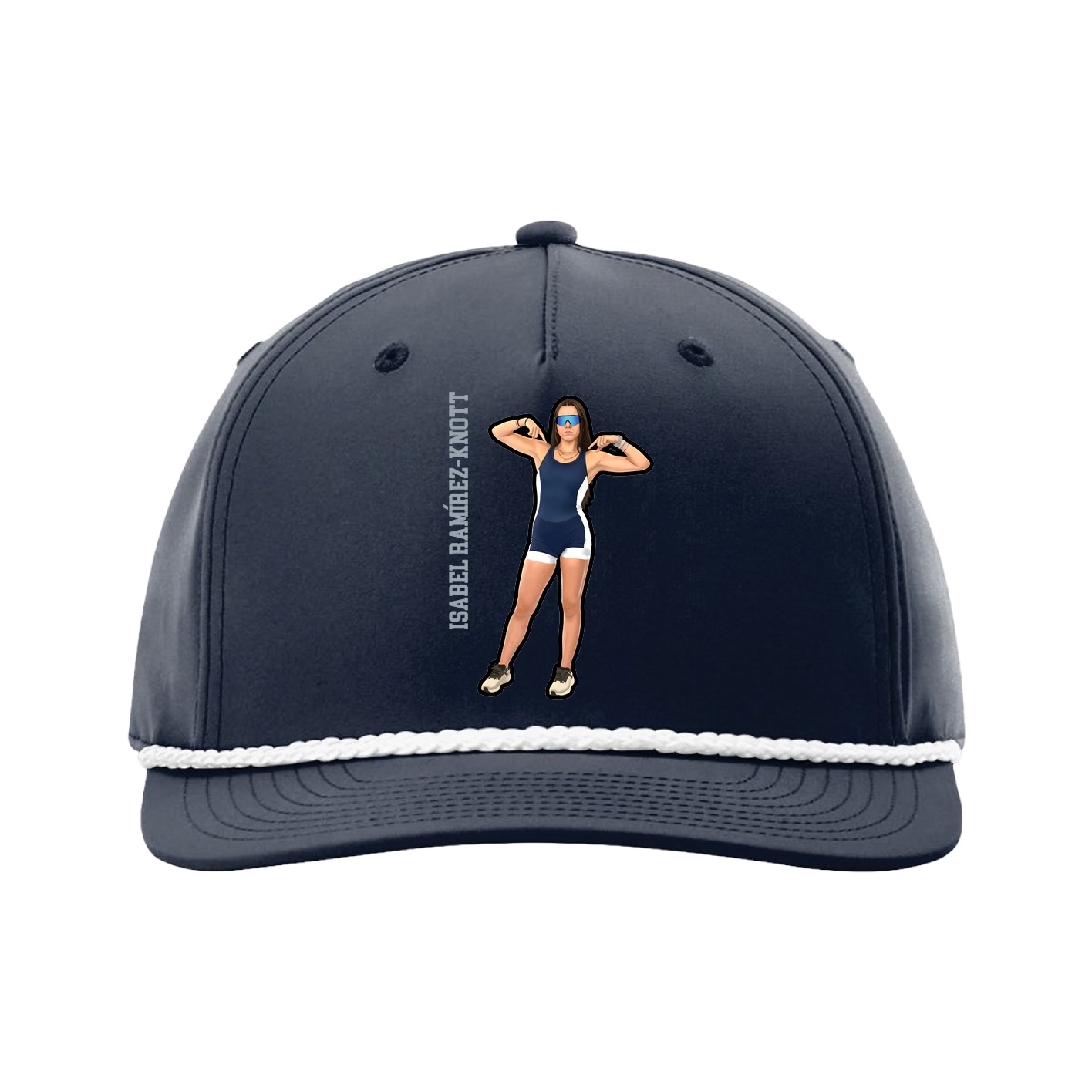 Five-Panel Classic Rope Cap — Name Vertical in Navy