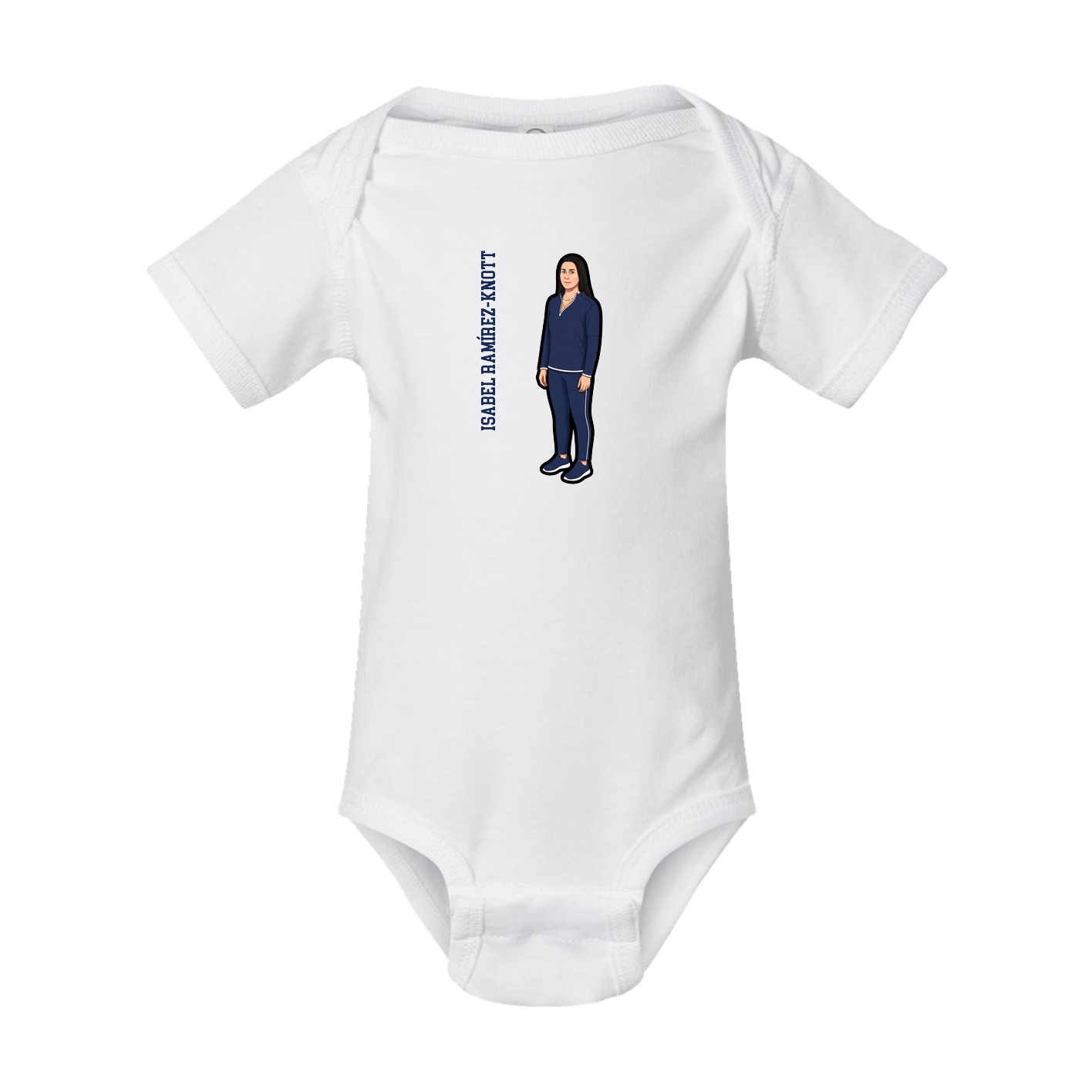 Baby Onesie — Name Vertical in White