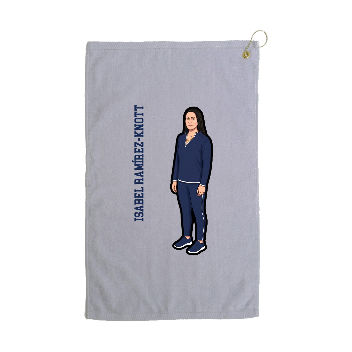 Golf Towel — Name Vertical in Grey