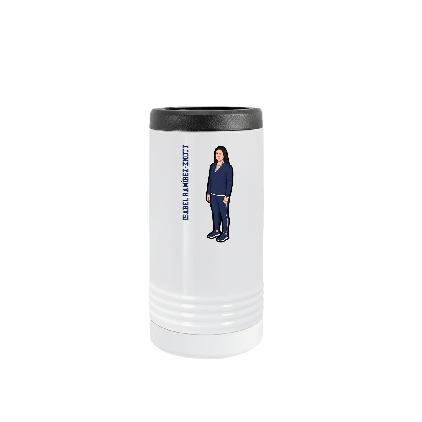 Slim Beverage Holder — Name Vertical in White