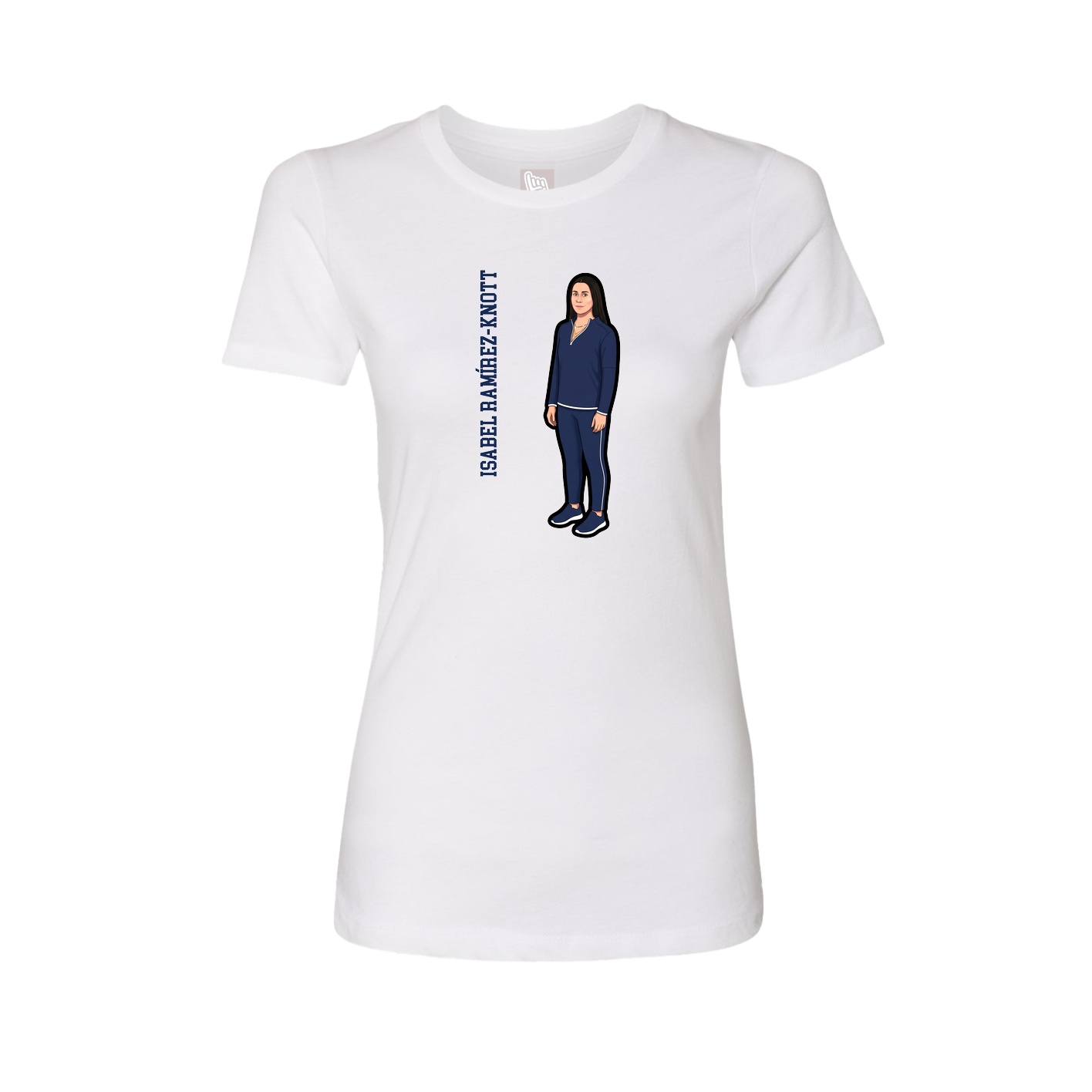 Fitted Women's Tee — Name Vertical in White