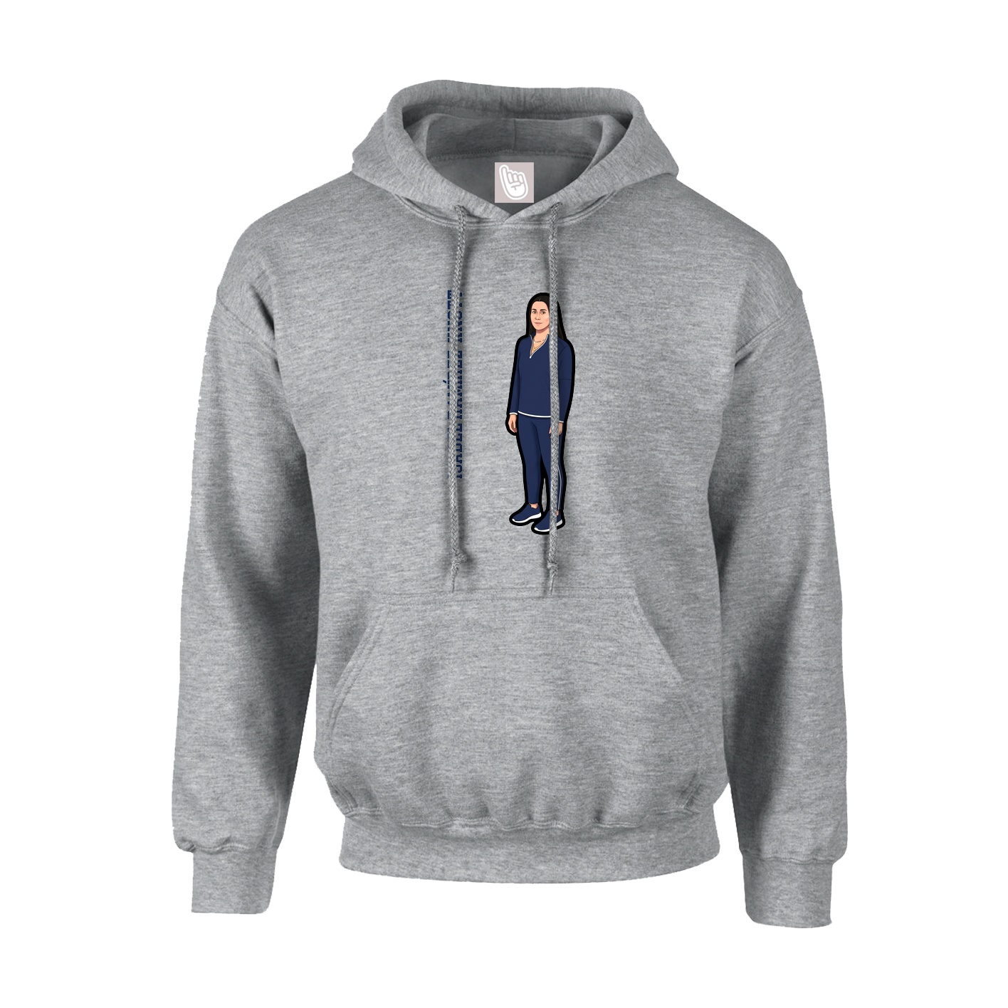 Youth Hoodie — Name Vertical in Grey