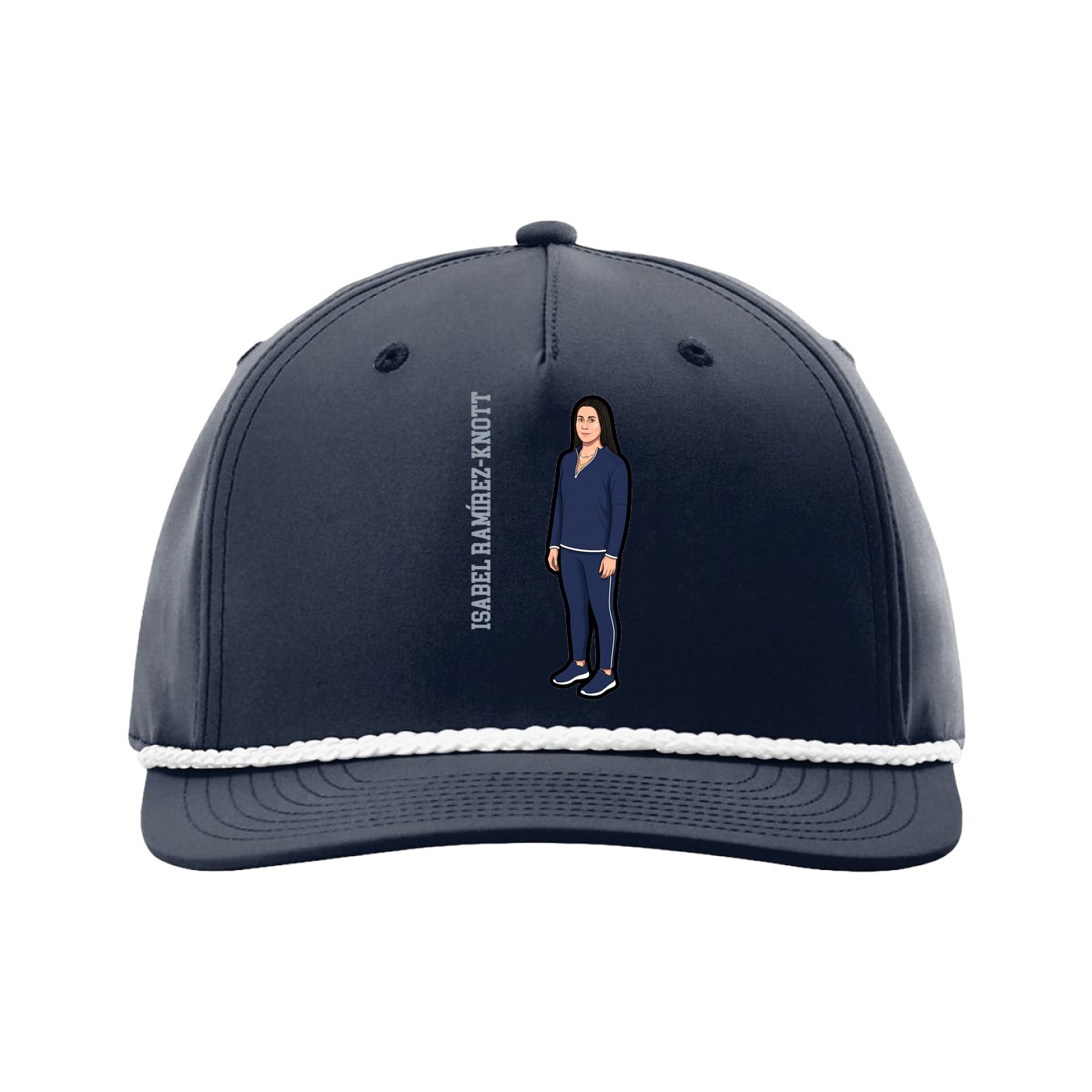 Five-Panel Classic Rope Cap — Name Vertical in Navy