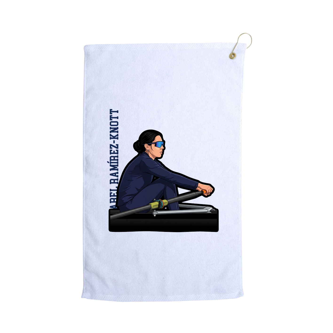 Golf Towel — Name Vertical in White