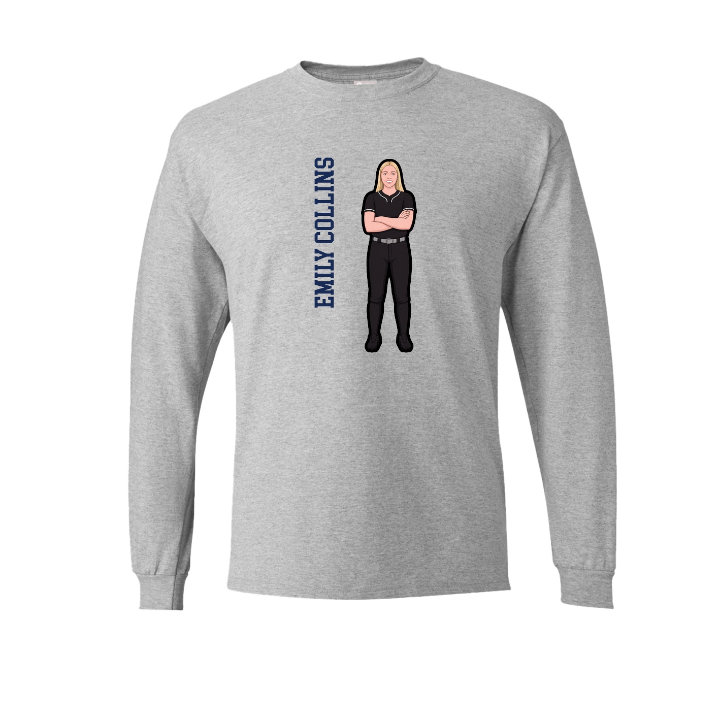 Long Sleeve Tee — Name Vertical in Grey