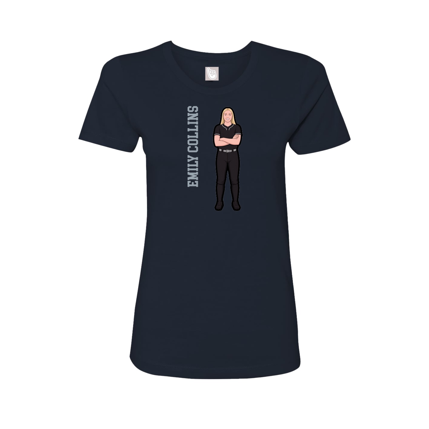 Fitted Women's Tee — Name Vertical in Navy