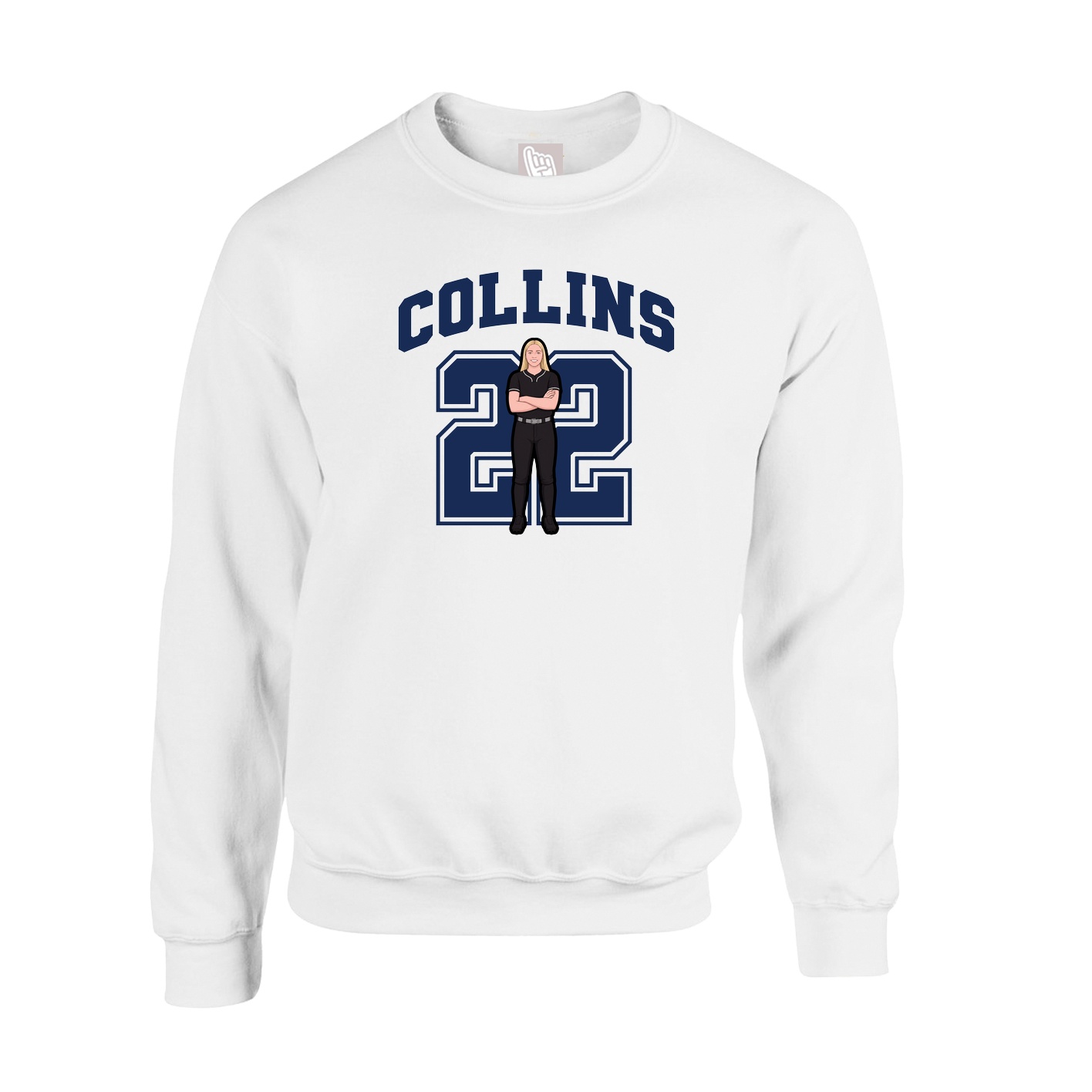 Fleece Crew — Number in White