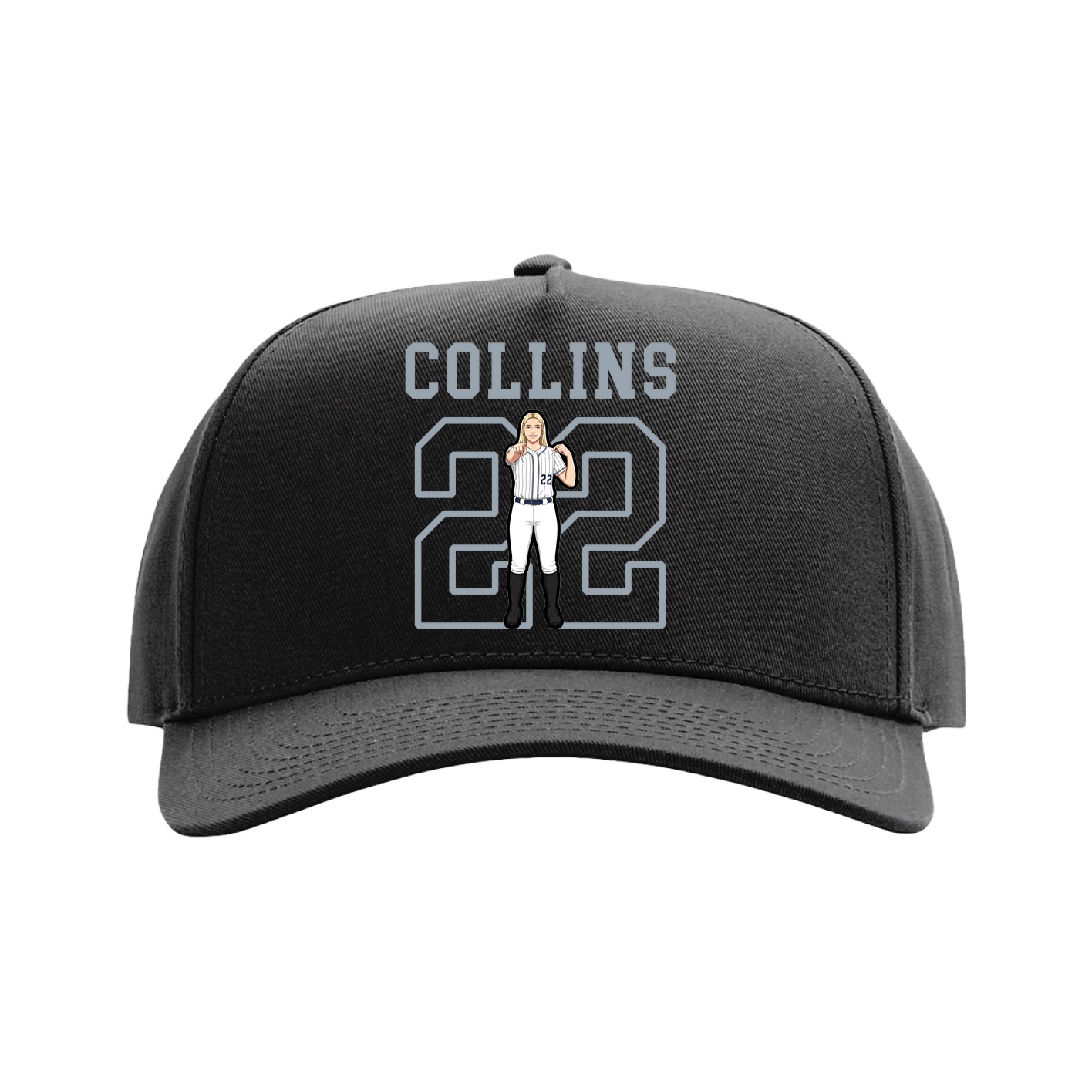Full Fabric Five-Panel Champ Cap — Shirsey in Black
