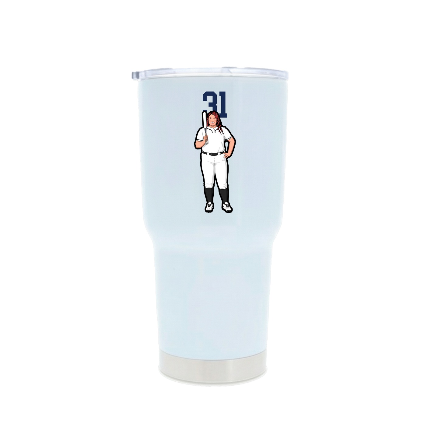 30oz Stainless Steel Tumbler — Number Top in White