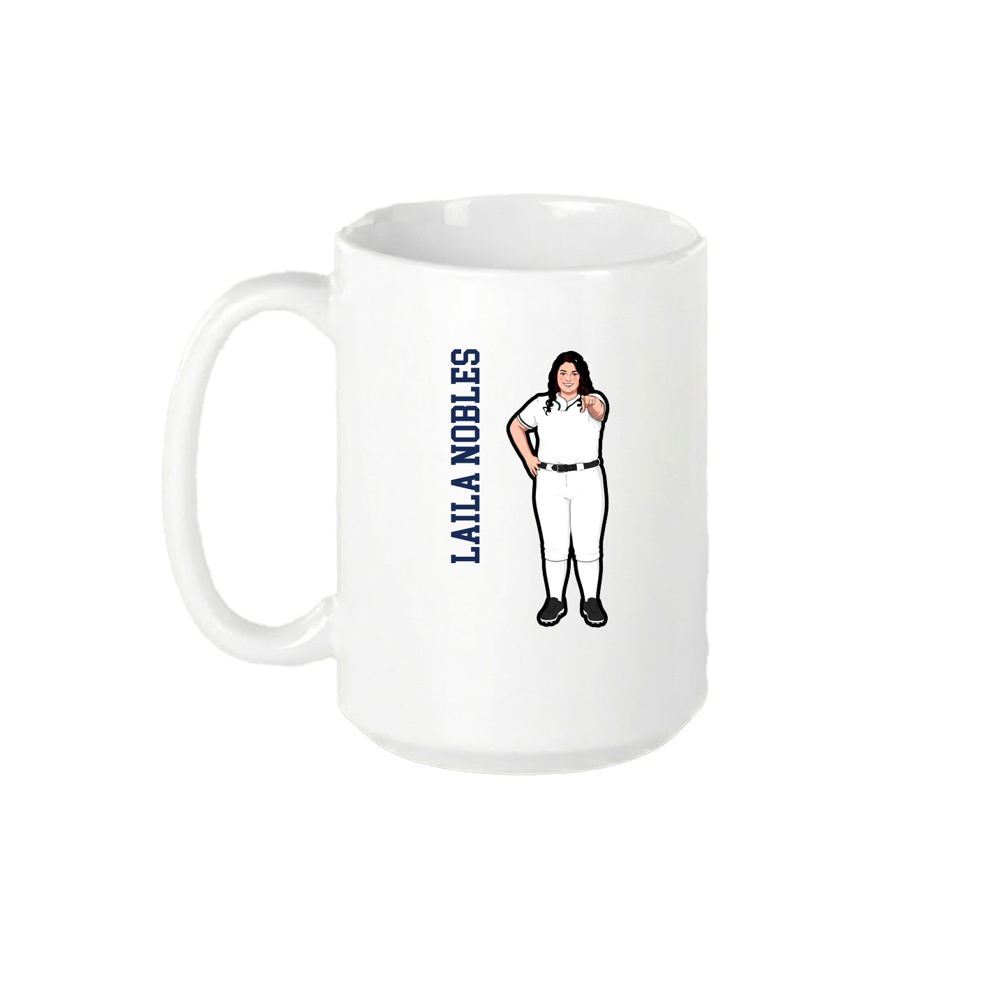 15oz Coffee Mug — Name Vertical in White