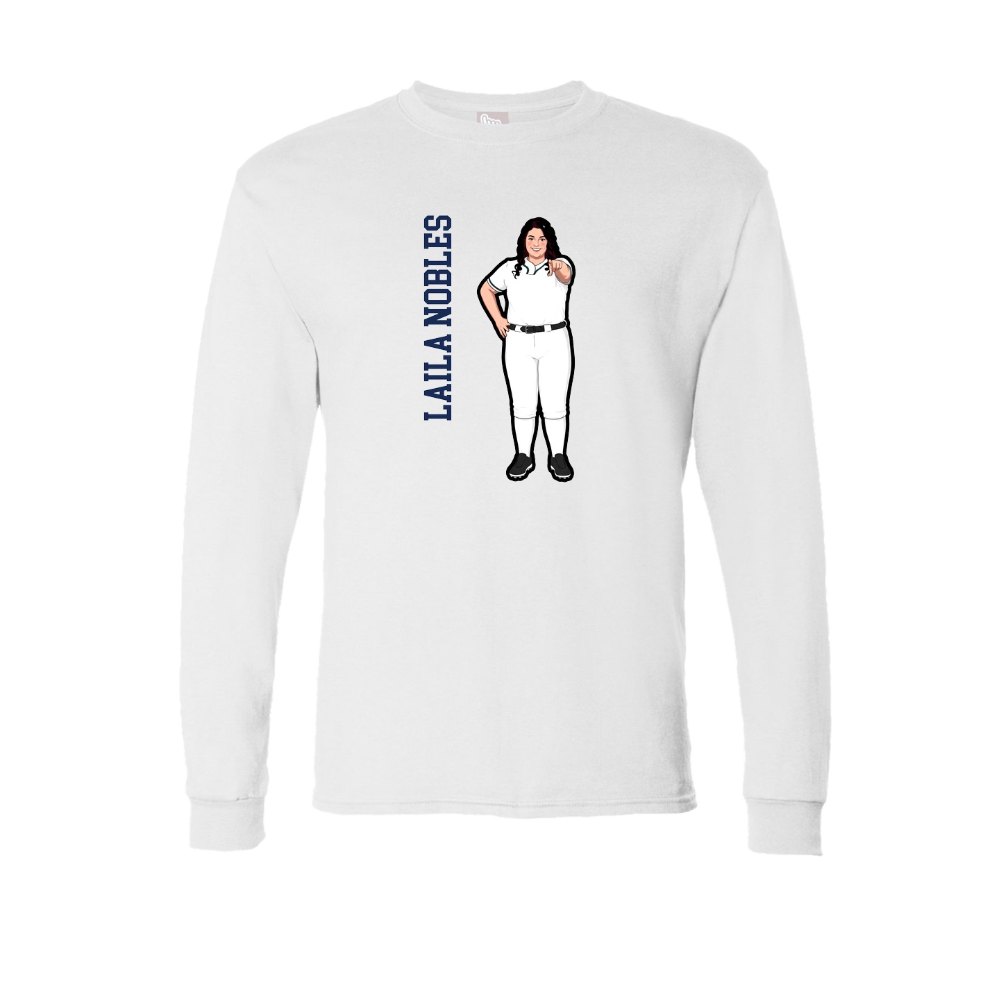 Long Sleeve Tee — Name Vertical in White