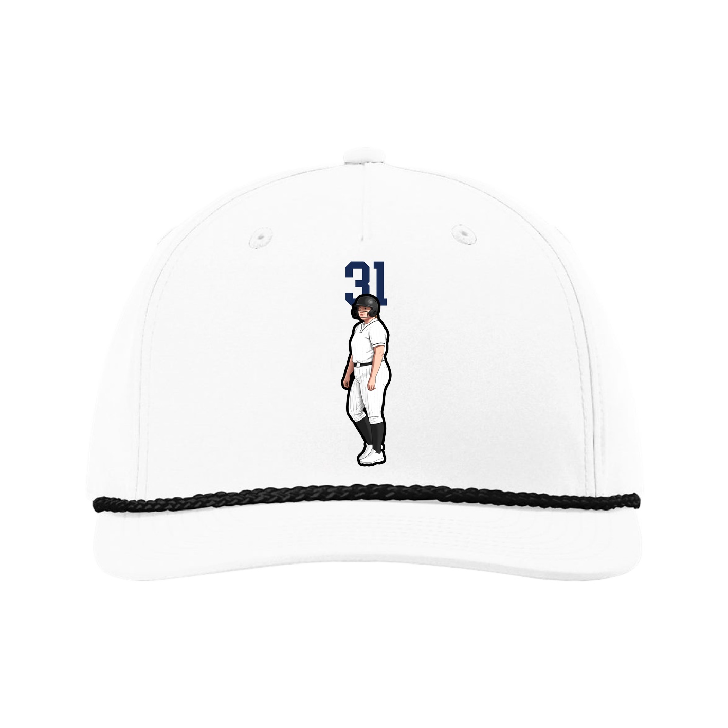Five-Panel Classic Rope Cap — Number Top in White