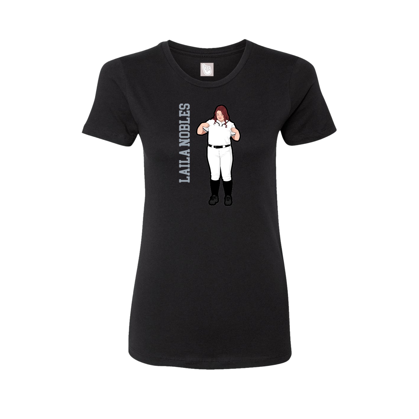 Fitted Women's Tee — Name Vertical in Black