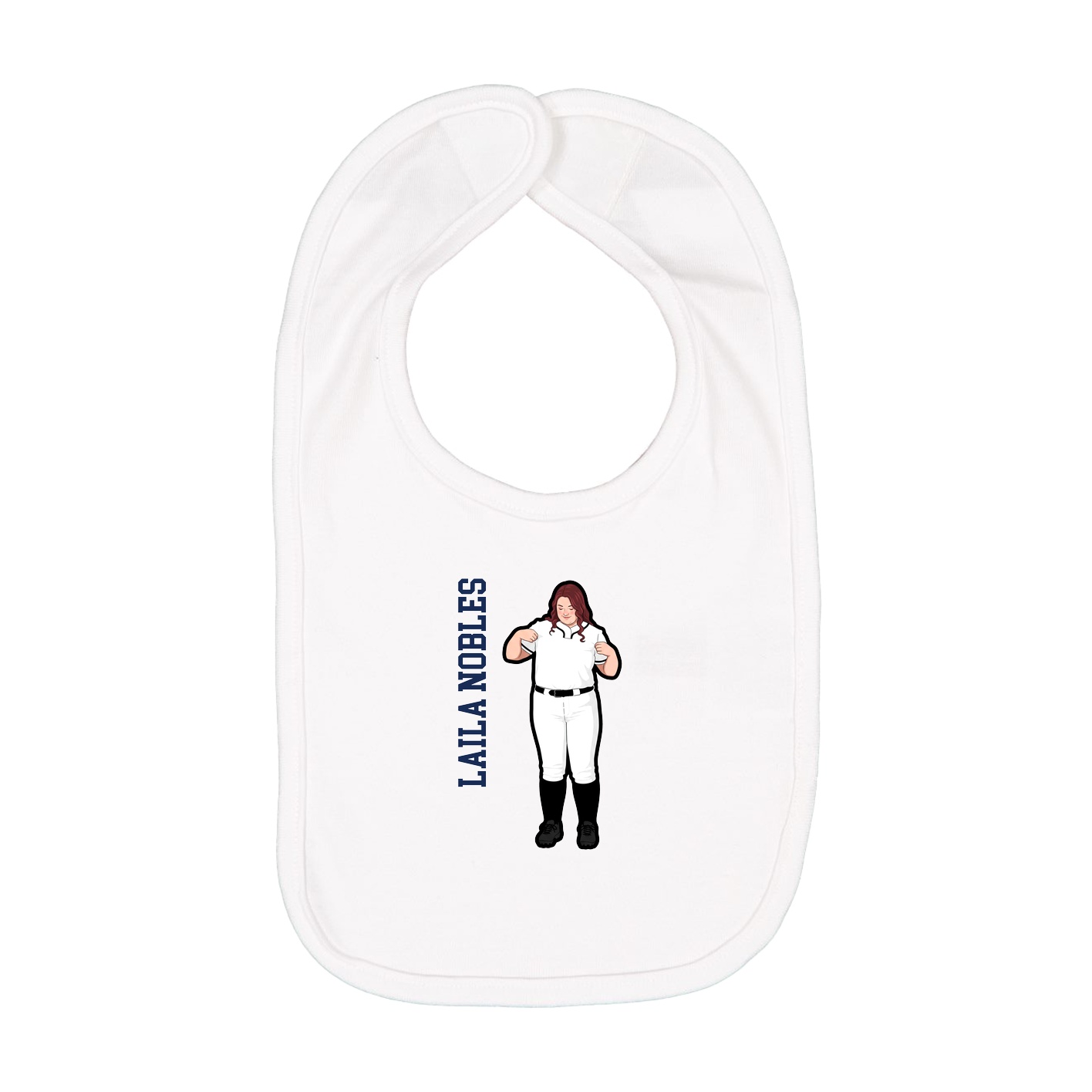 Infant Bib — Name Vertical in White