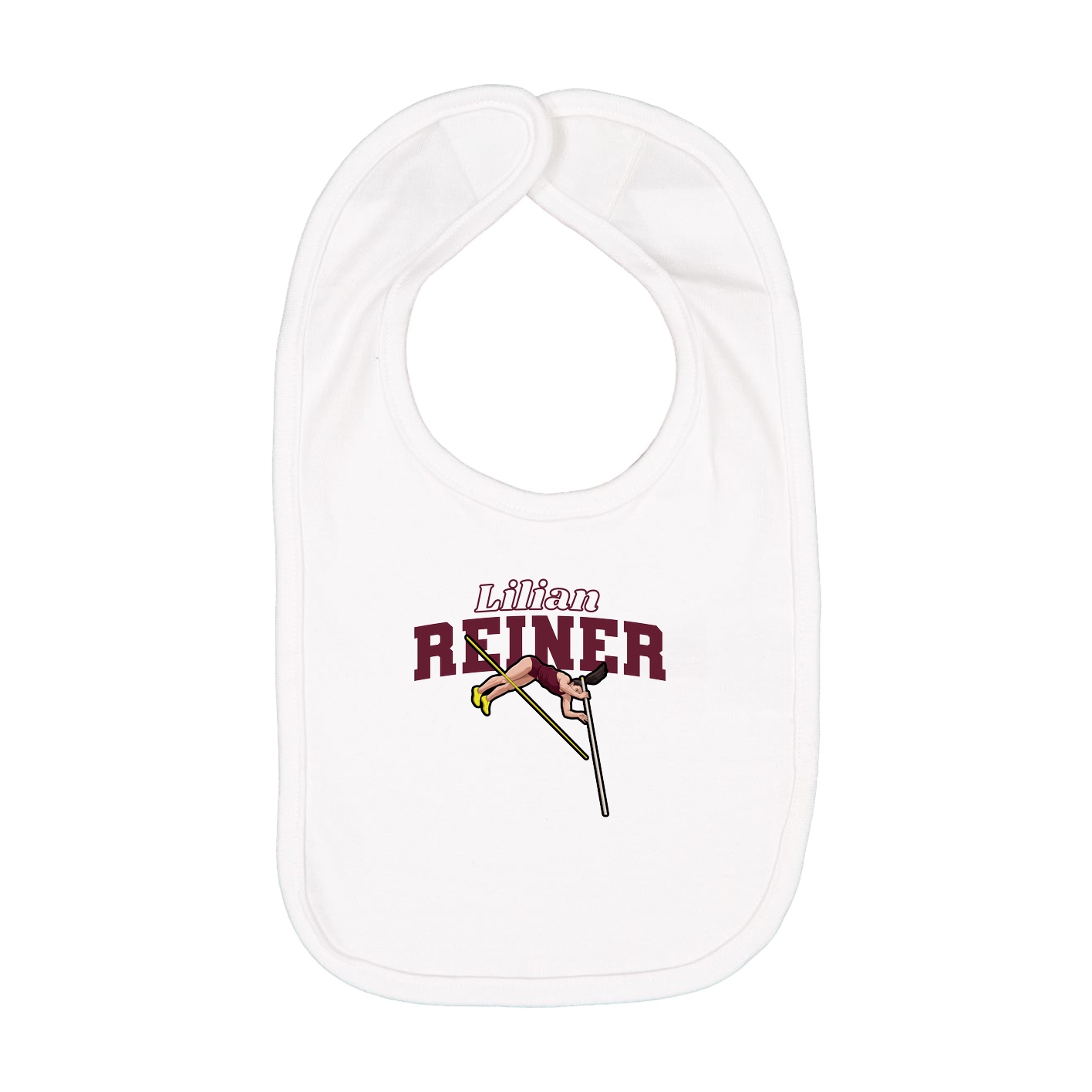 Infant Bib — Name Arch in White
