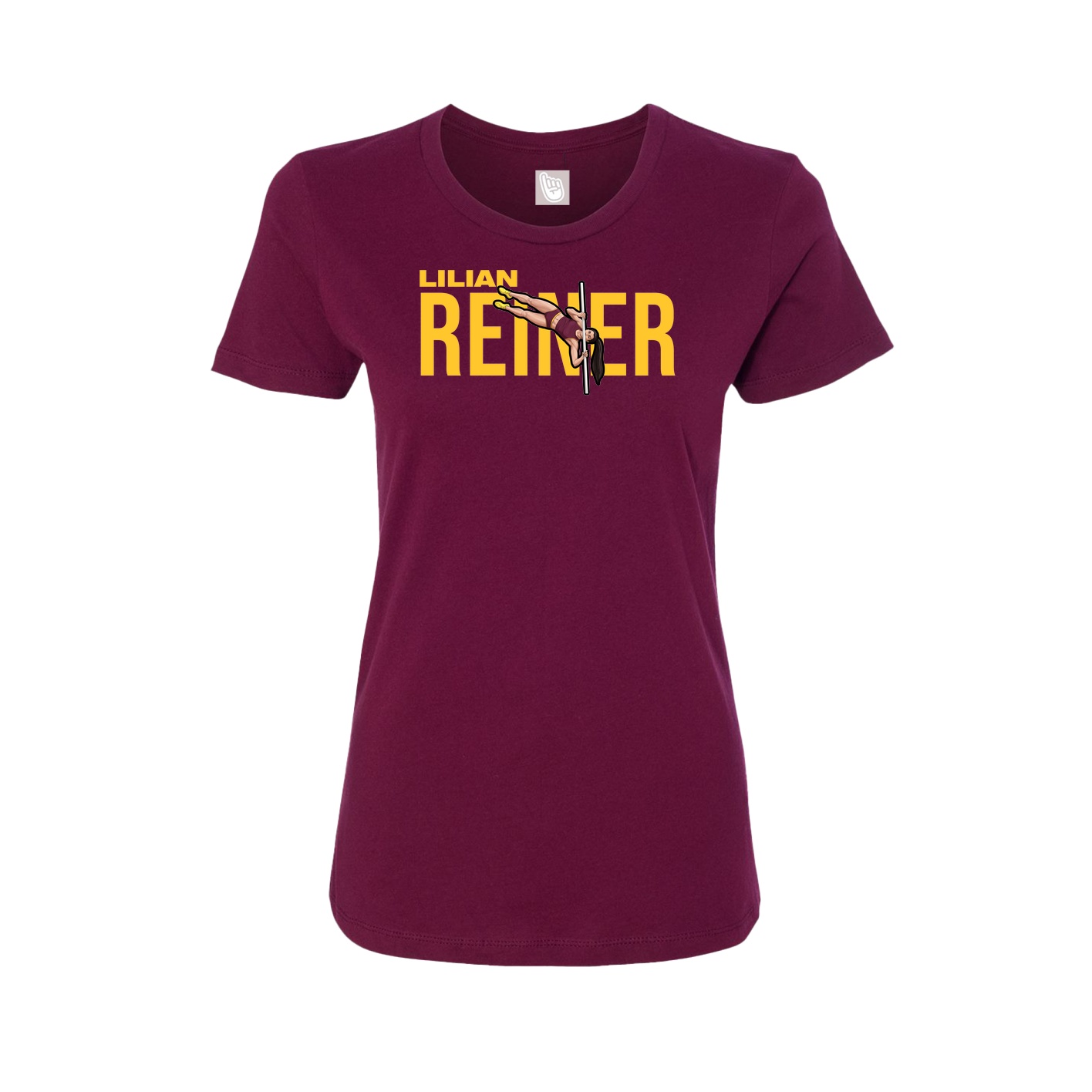 Fitted Women's Tee — Player Name in Maroon