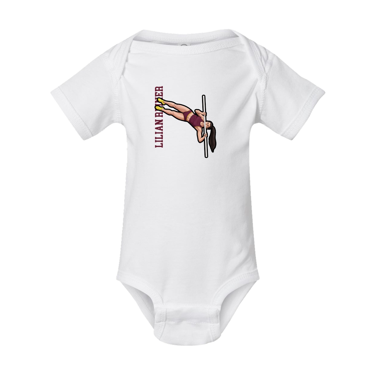 Baby Onesie — Name Vertical in White