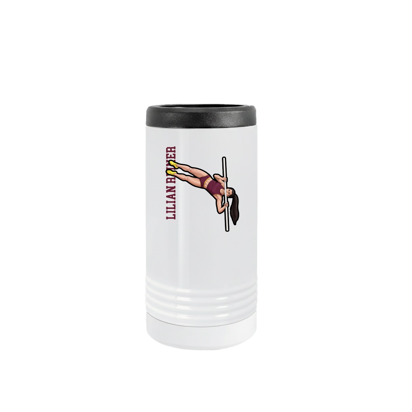 Slim Beverage Holder — Name Vertical in White