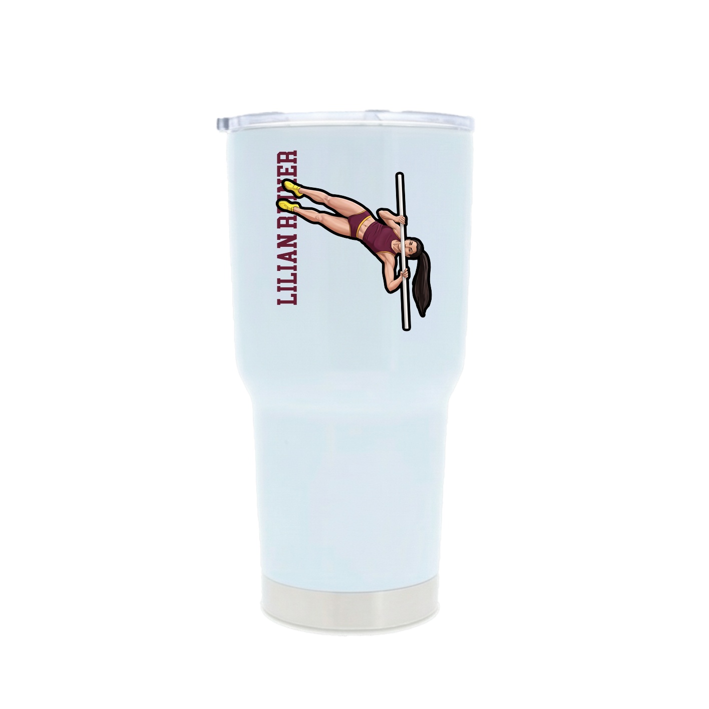 30oz Stainless Steel Tumbler — Name Vertical in White