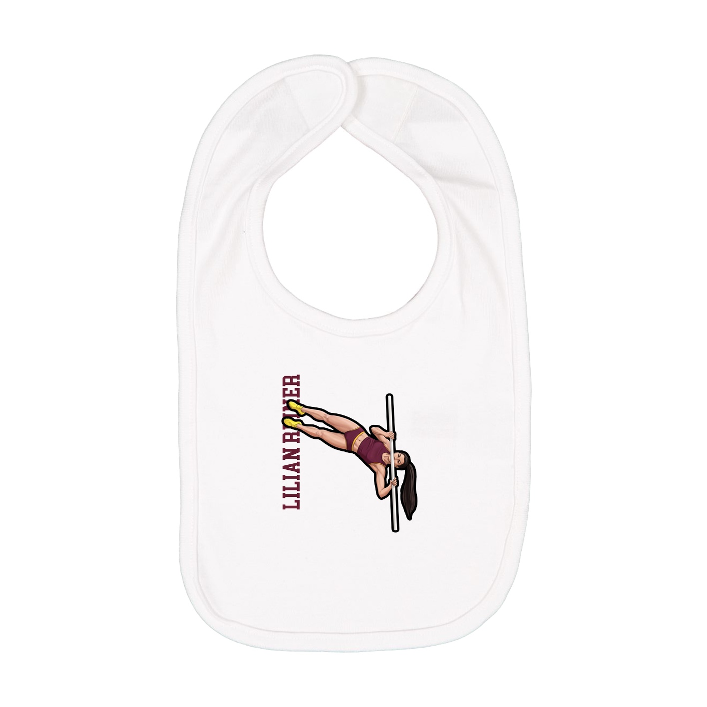 Infant Bib — Name Vertical in White