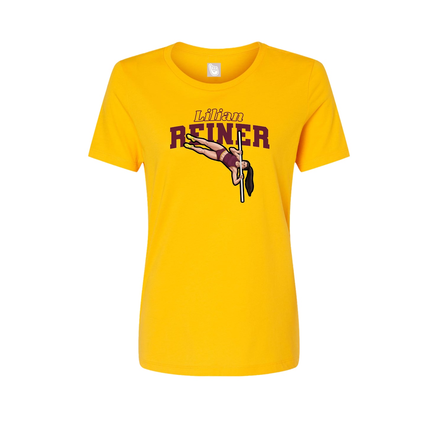Fitted Women's Tee — Name Arch in Gold