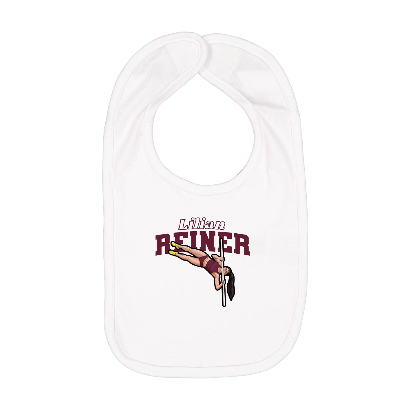 Infant Bib — Name Arch in White