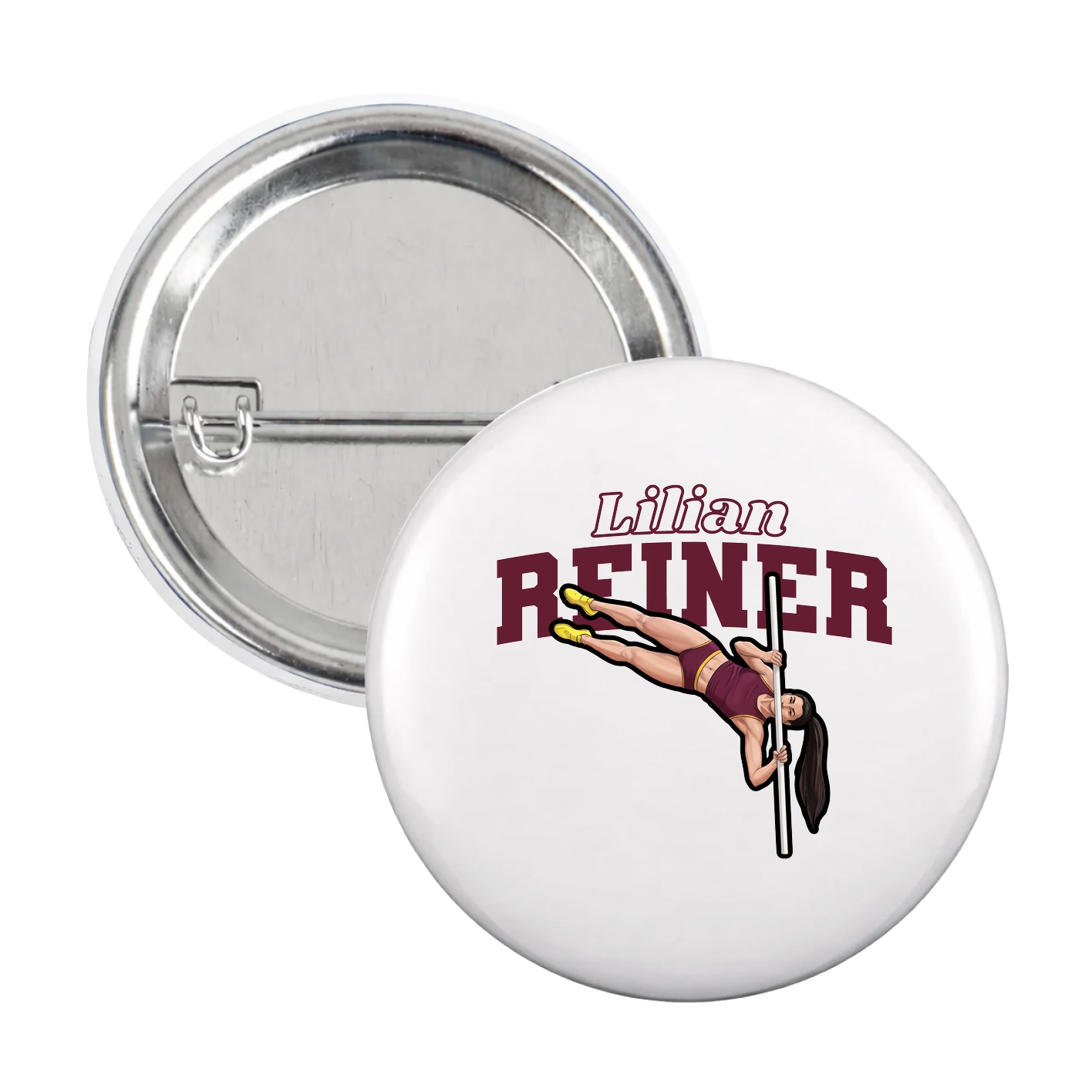 Game Day Button — Name Arch in White