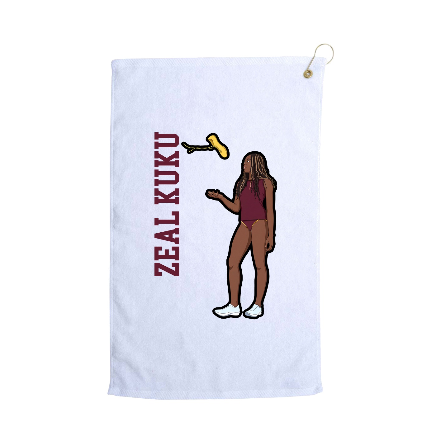 Golf Towel — Name Vertical in White