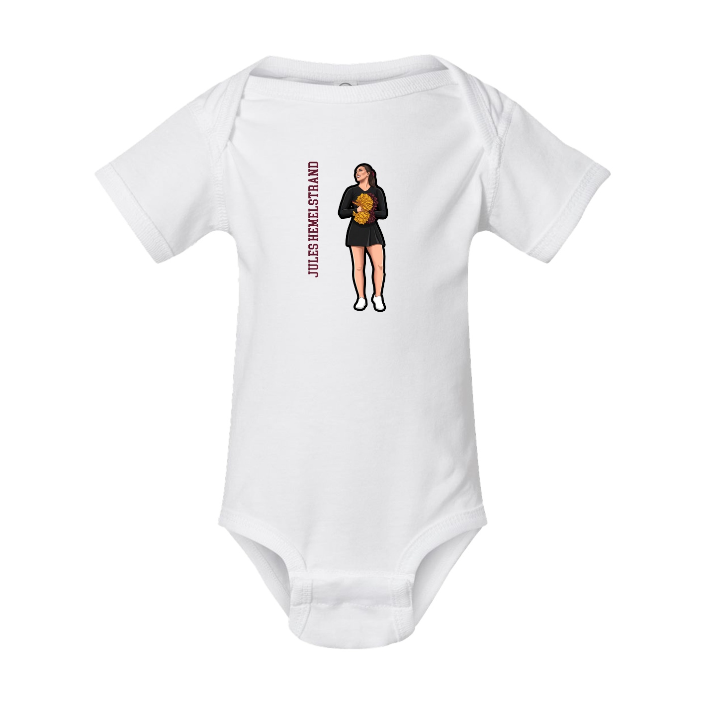 Baby Onesie — Name Vertical in White